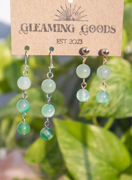 Green Jade Drop Dangle Earrings