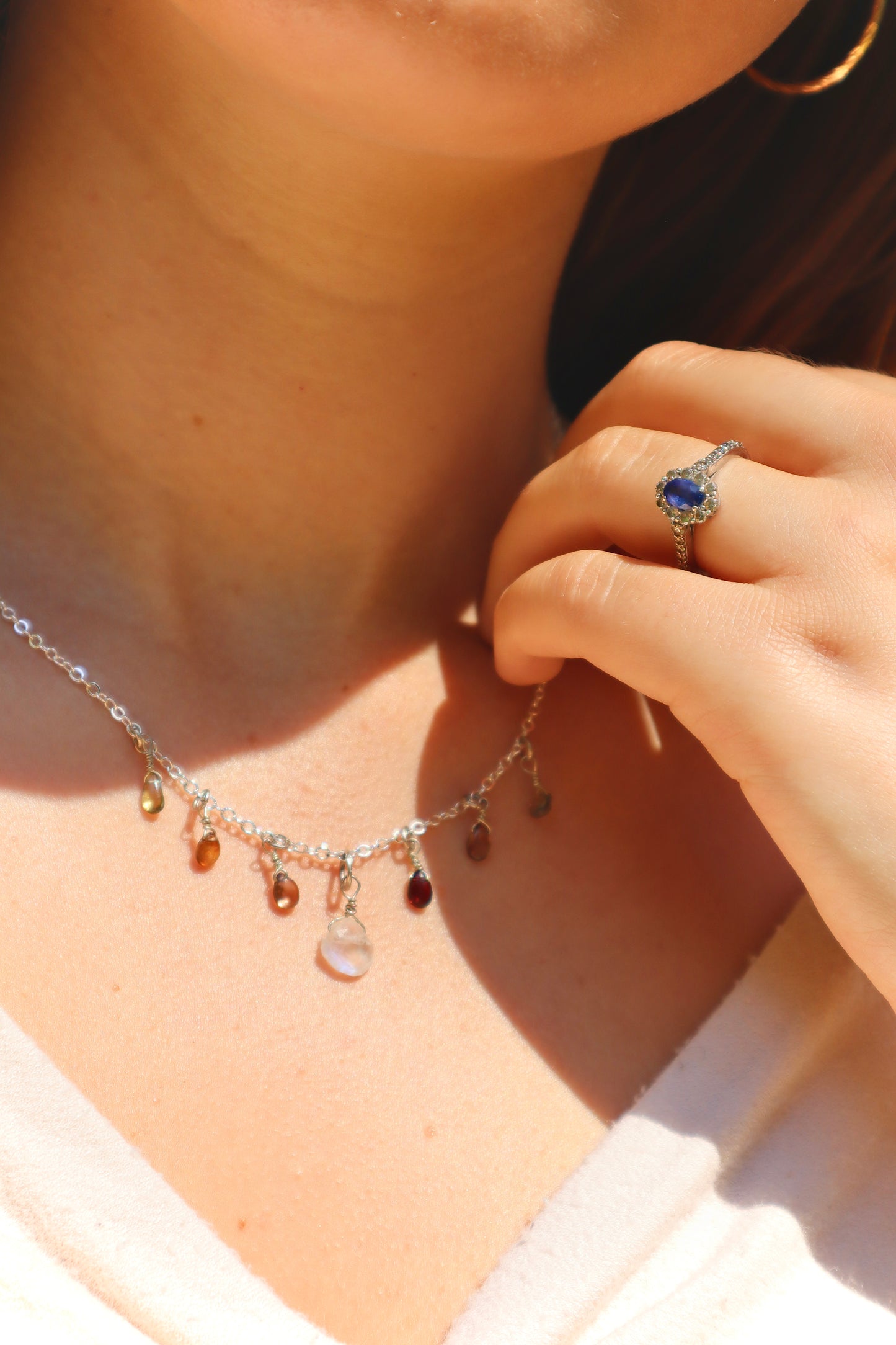 Aura Opal Gem Charm Necklace
