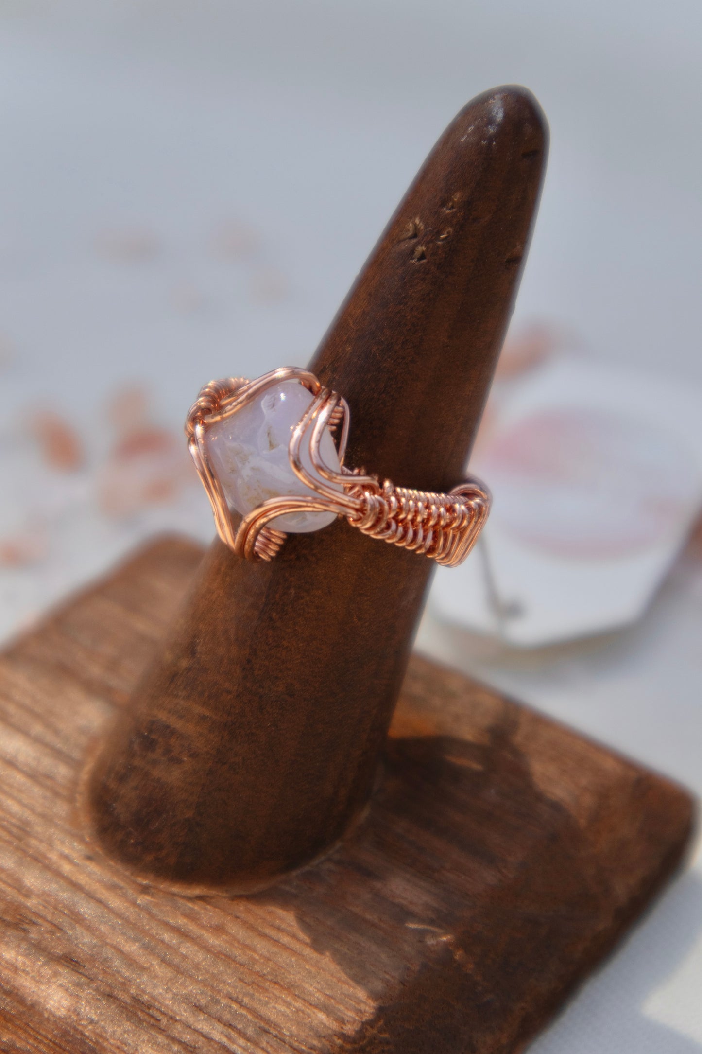 Moonstone Copper Intricate Wrapped Ring