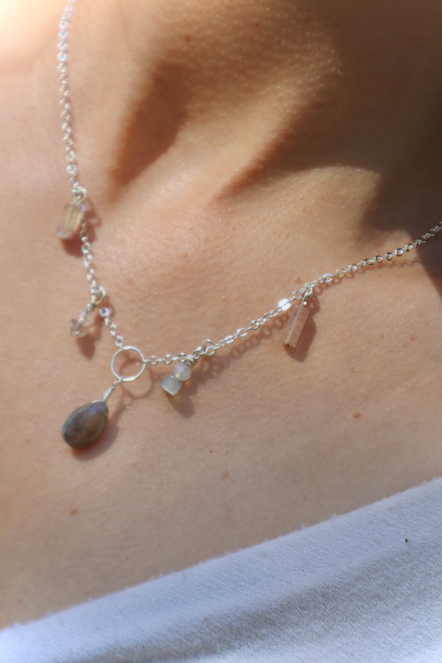 Adorned Labradorite Gem Chain Necklace