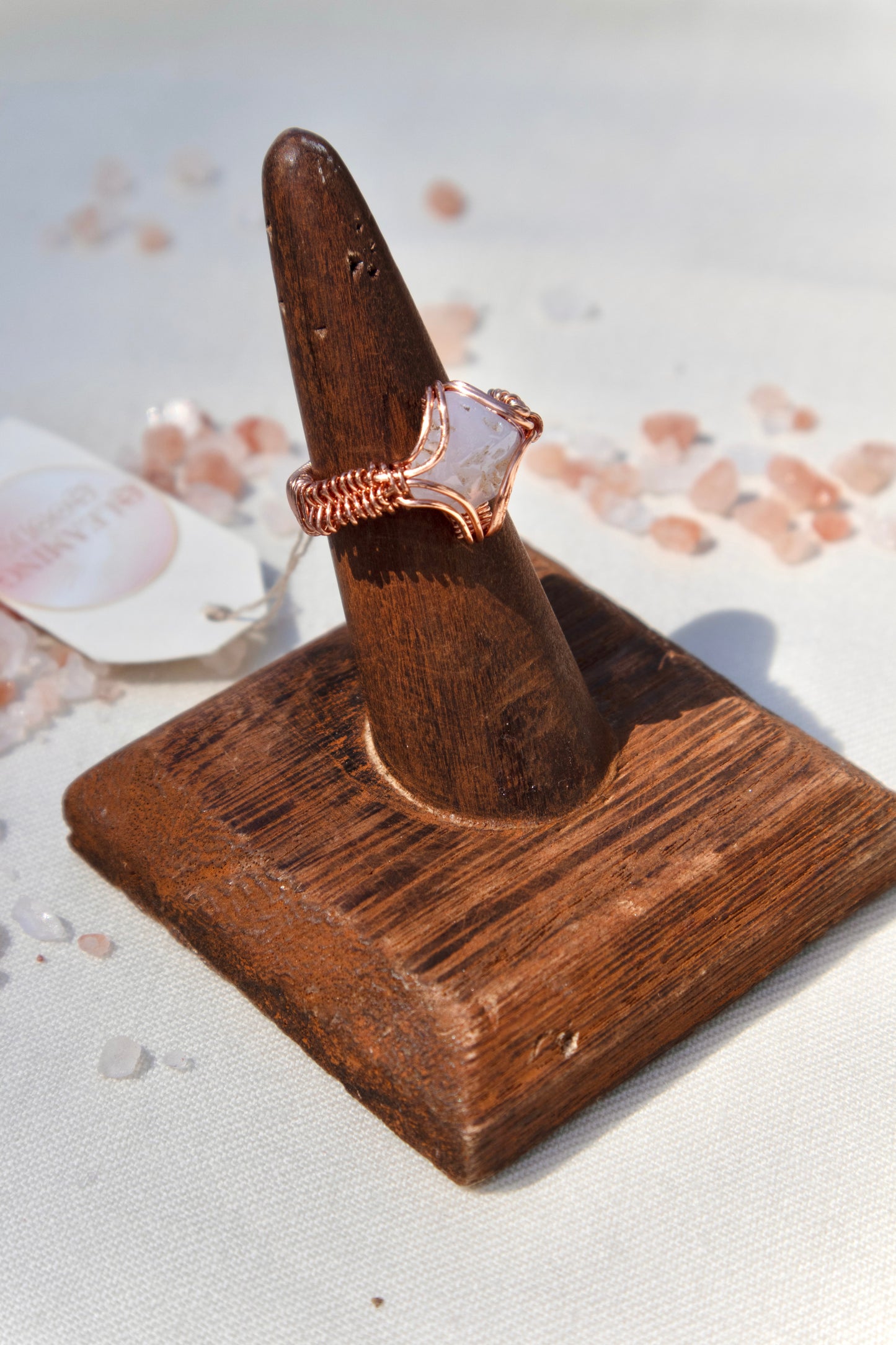 Moonstone Copper Intricate Wrapped Ring