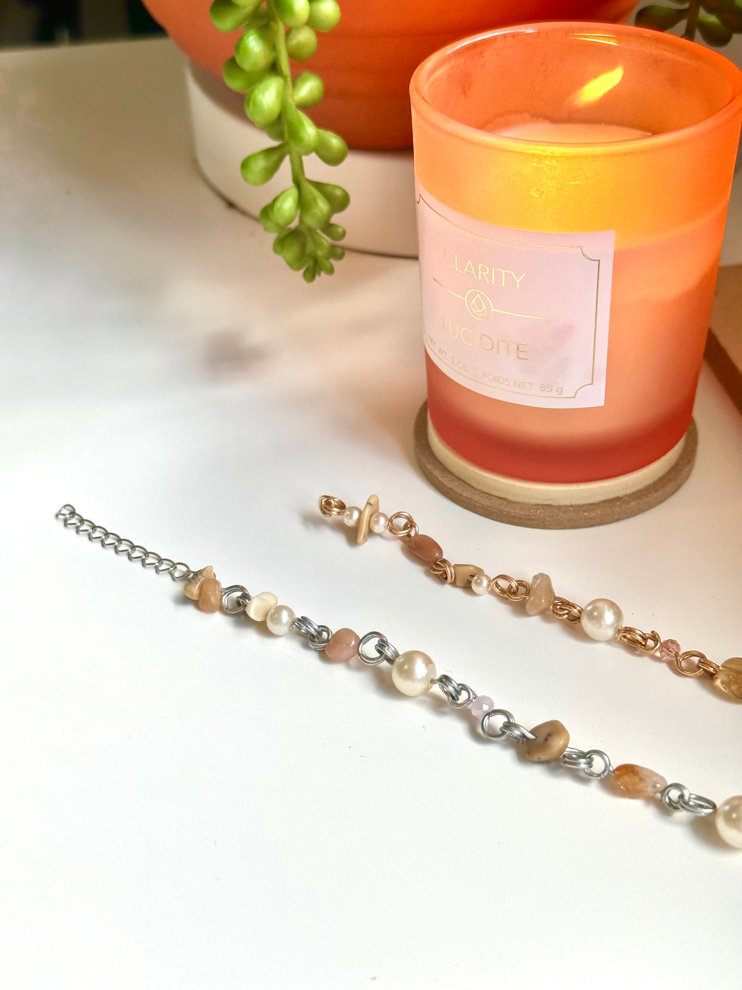 Crystal Chain Coral Dangle Earrings