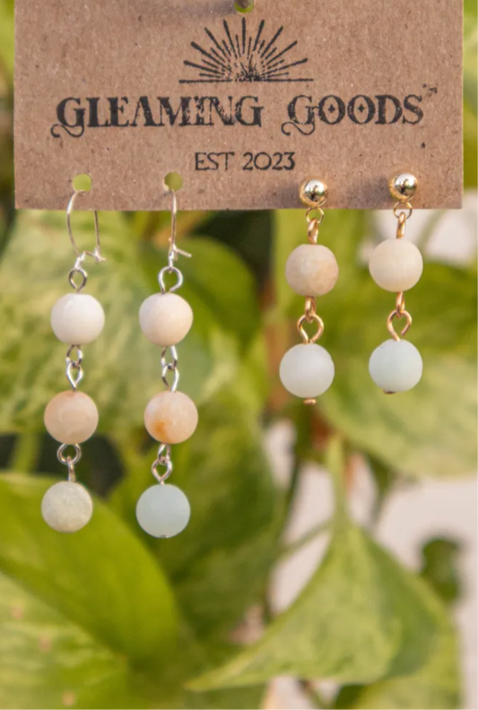 Matte Amazonite Drop Dangle Earrings