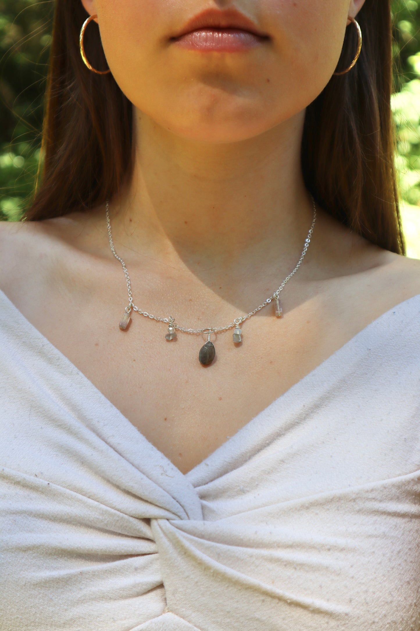 Adorned Labradorite Gem Chain Necklace