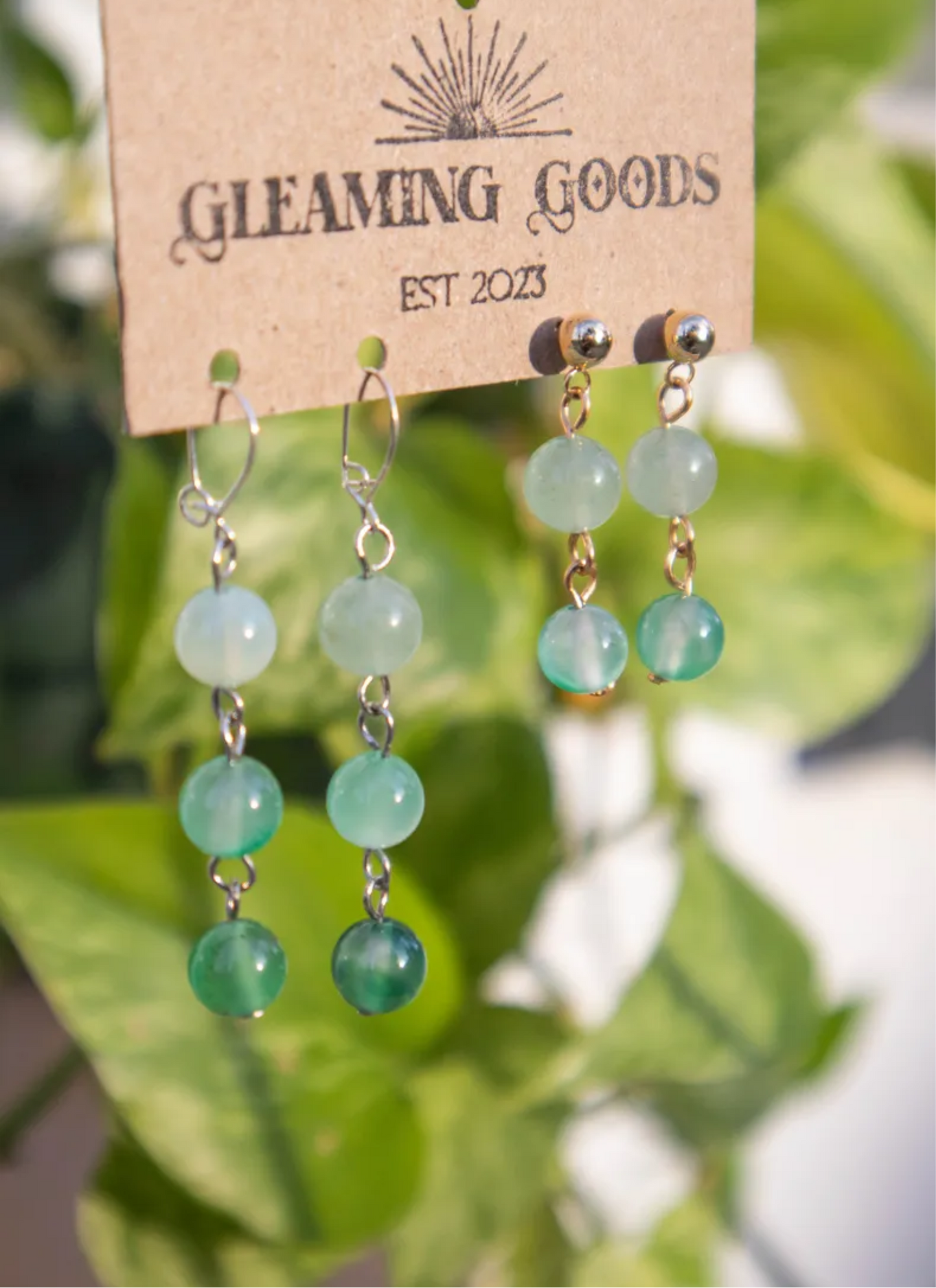 Green Jade Drop Dangle Earrings