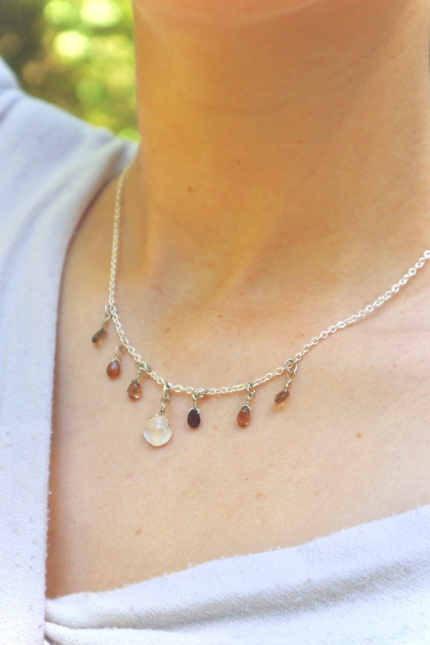 Aura Opal Gem Charm Necklace