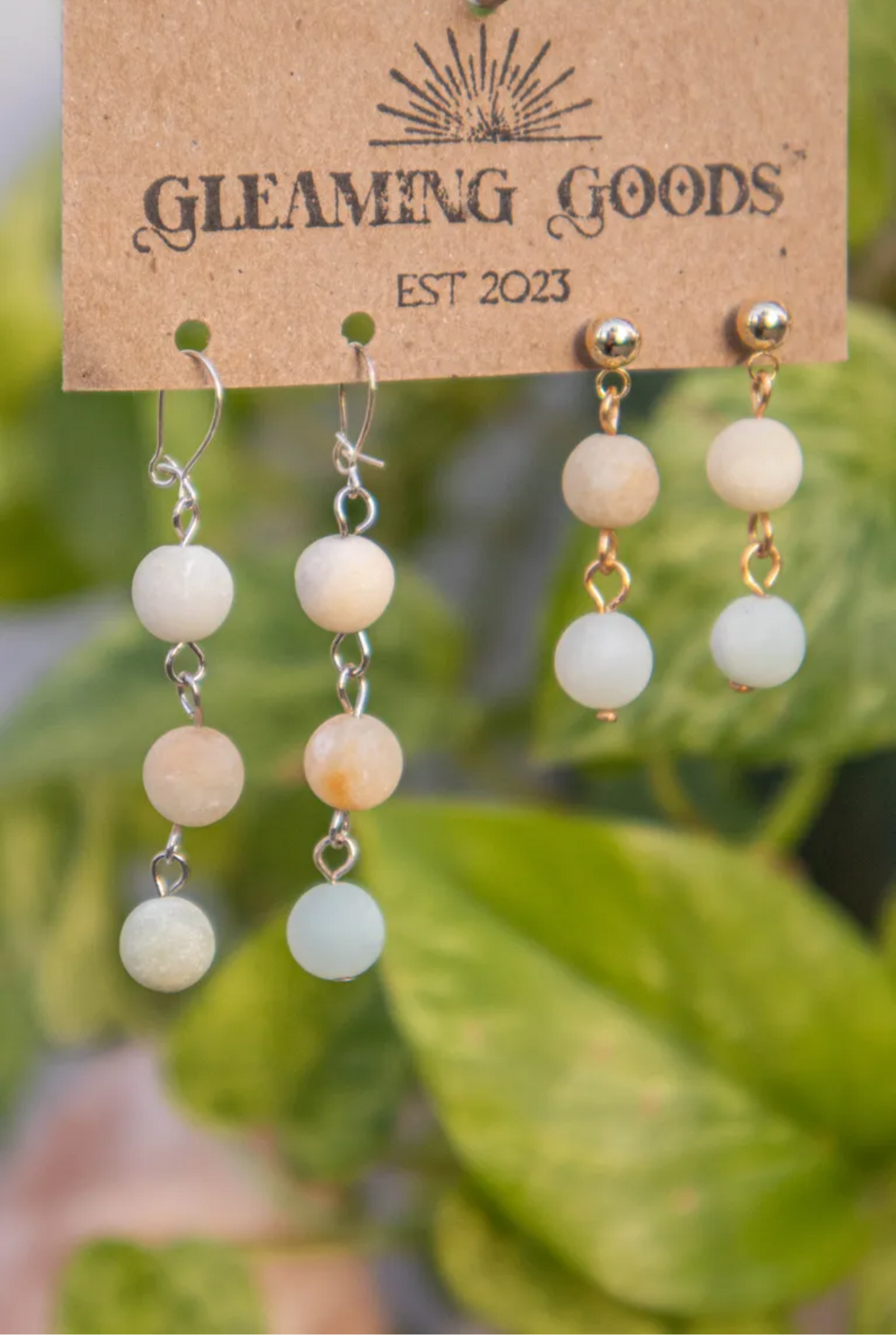 Matte Amazonite Drop Dangle Earrings