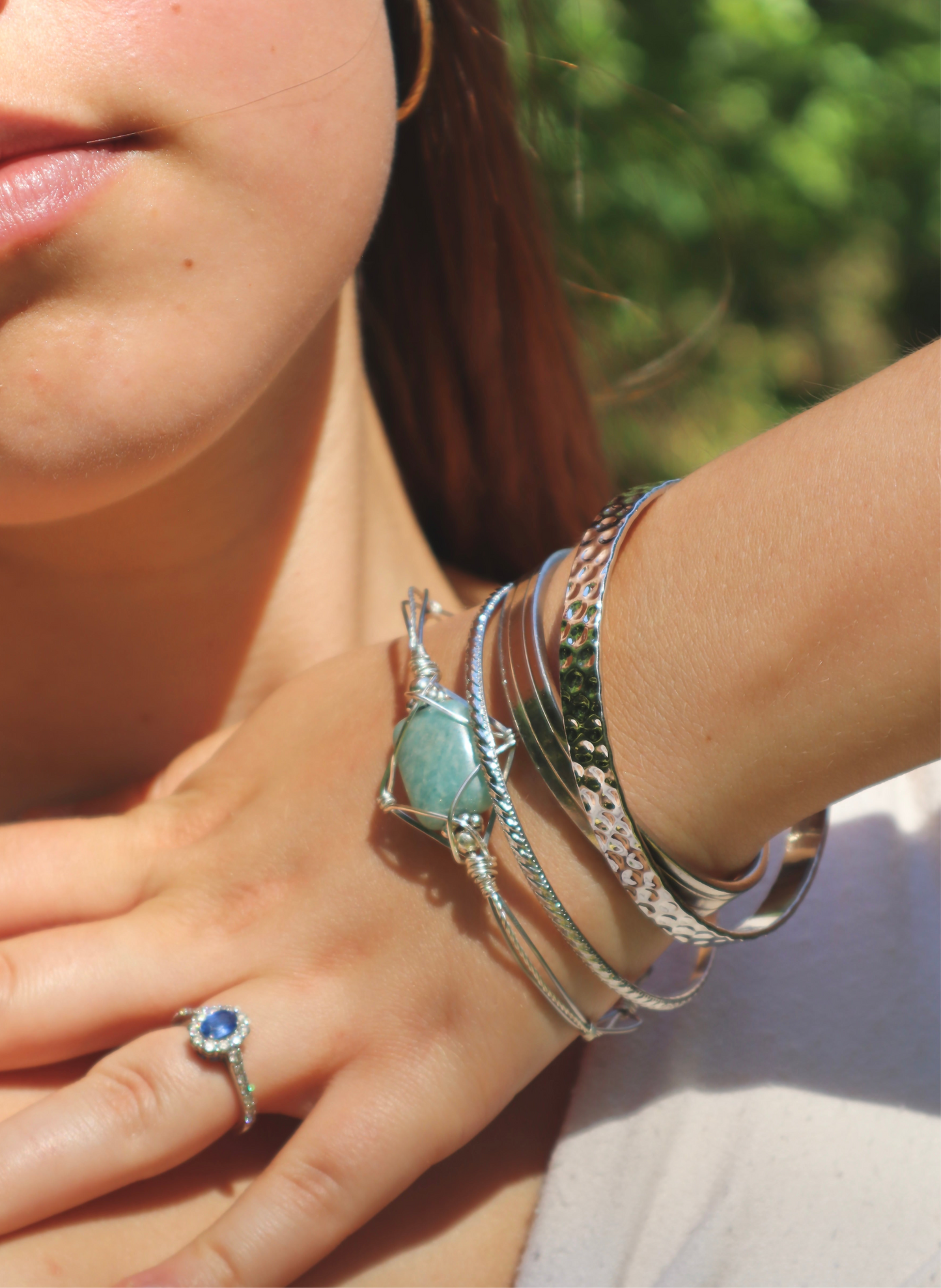 Amazonite Silver Gemstone Bracelet
