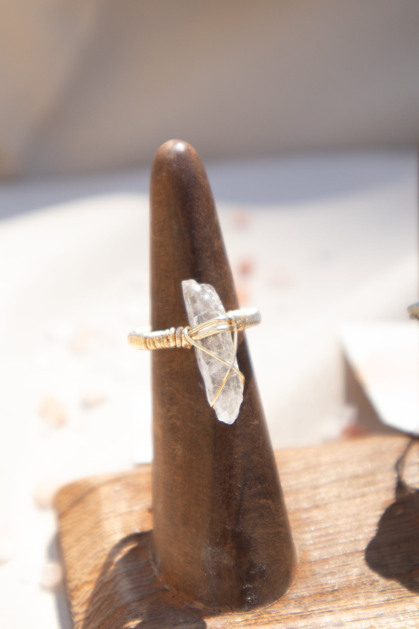 Aura Clear Quartz Point Ring