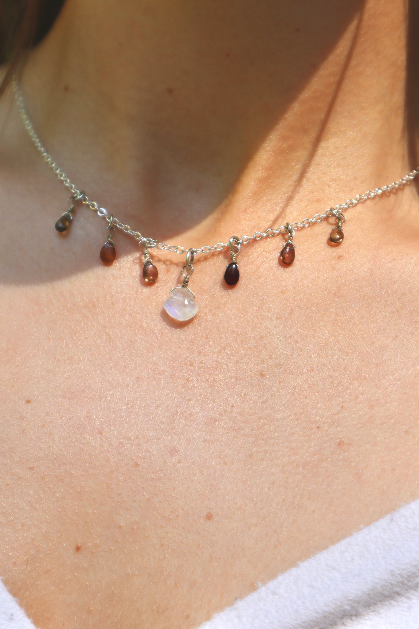 Aura Opal Gem Charm Necklace