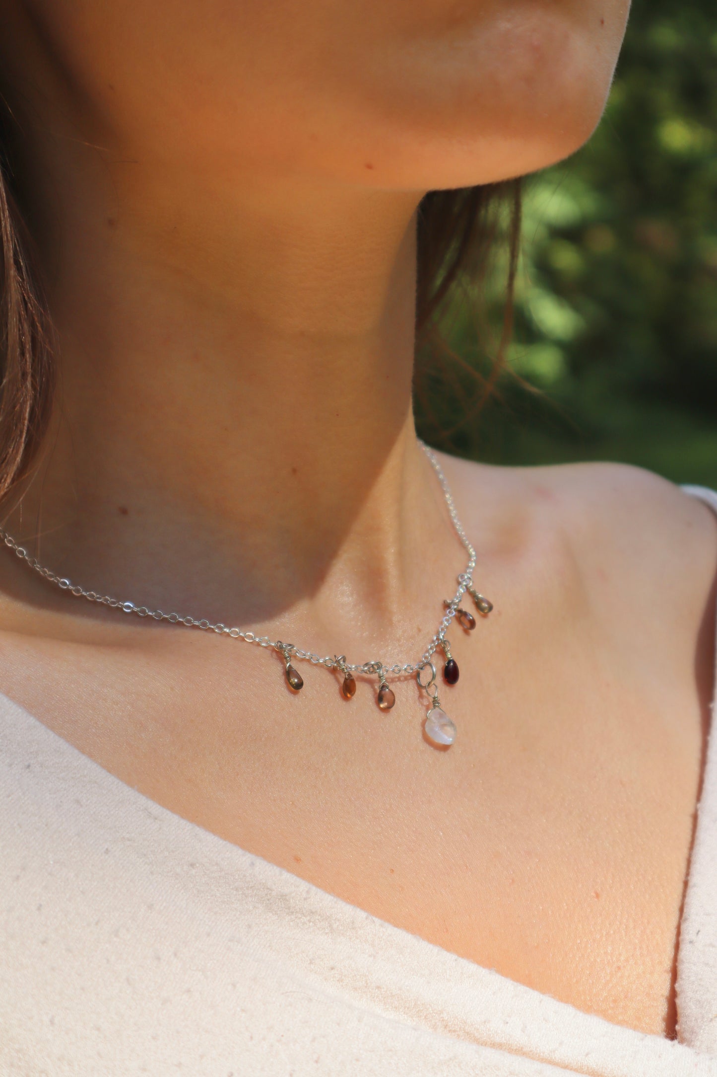 Aura Opal Gem Charm Necklace