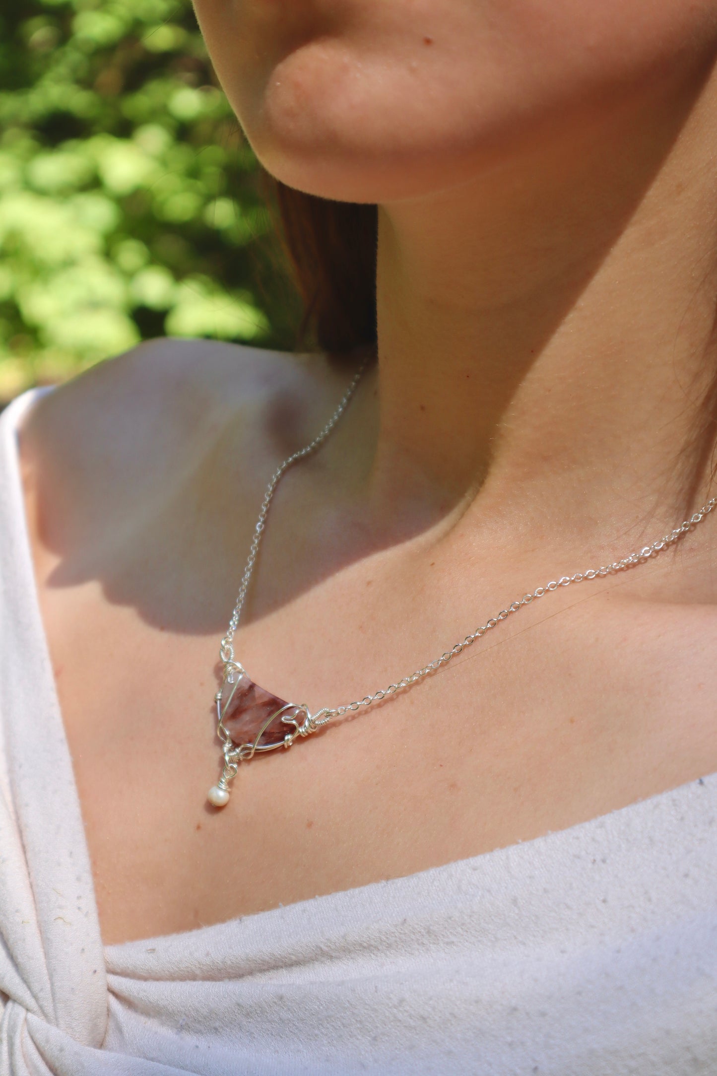 Desert Bloom Agate Pearl Necklace