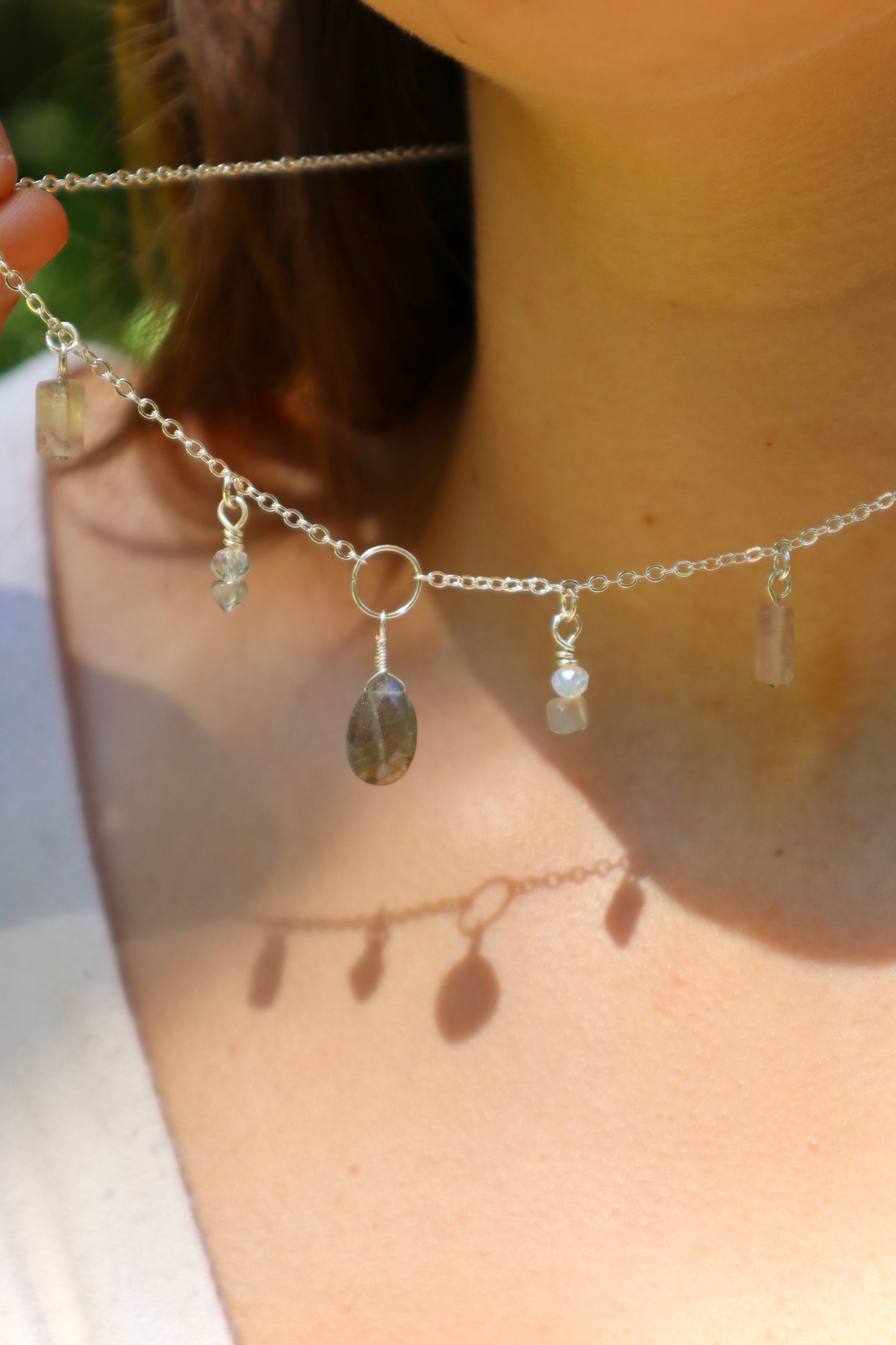 Adorned Labradorite Gem Chain Necklace