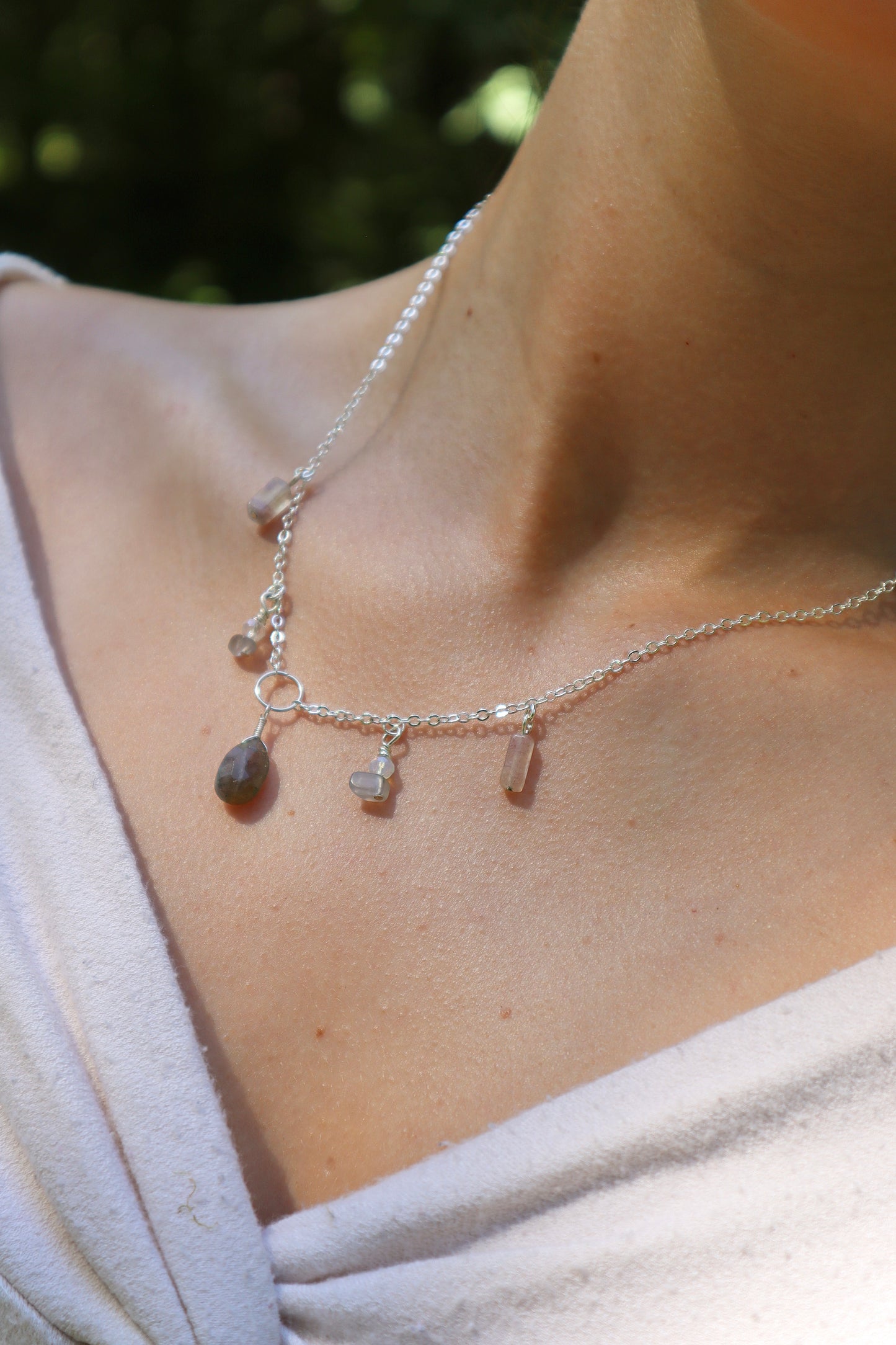 Adorned Labradorite Gem Chain Necklace
