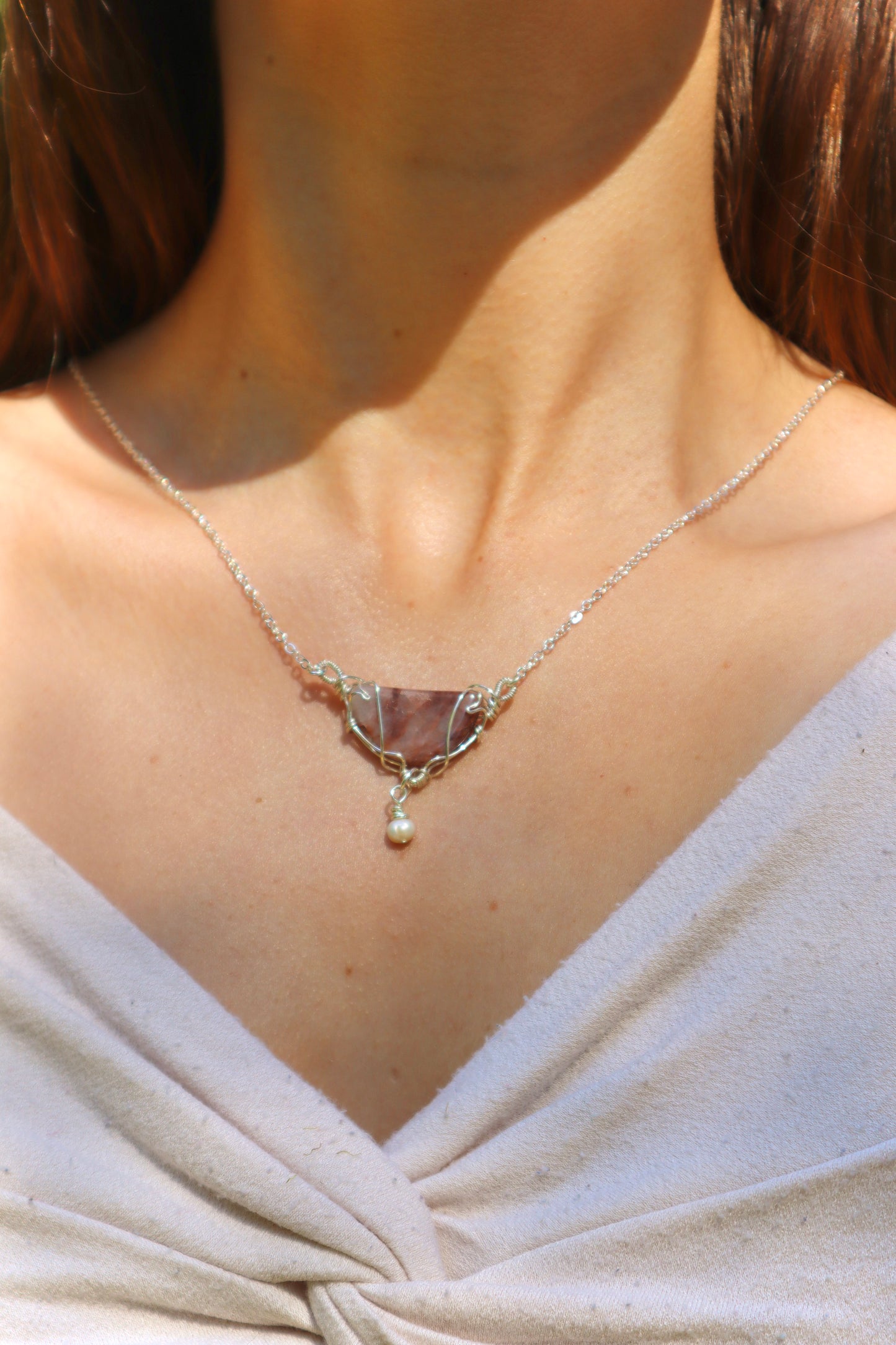 Desert Bloom Agate Pearl Necklace