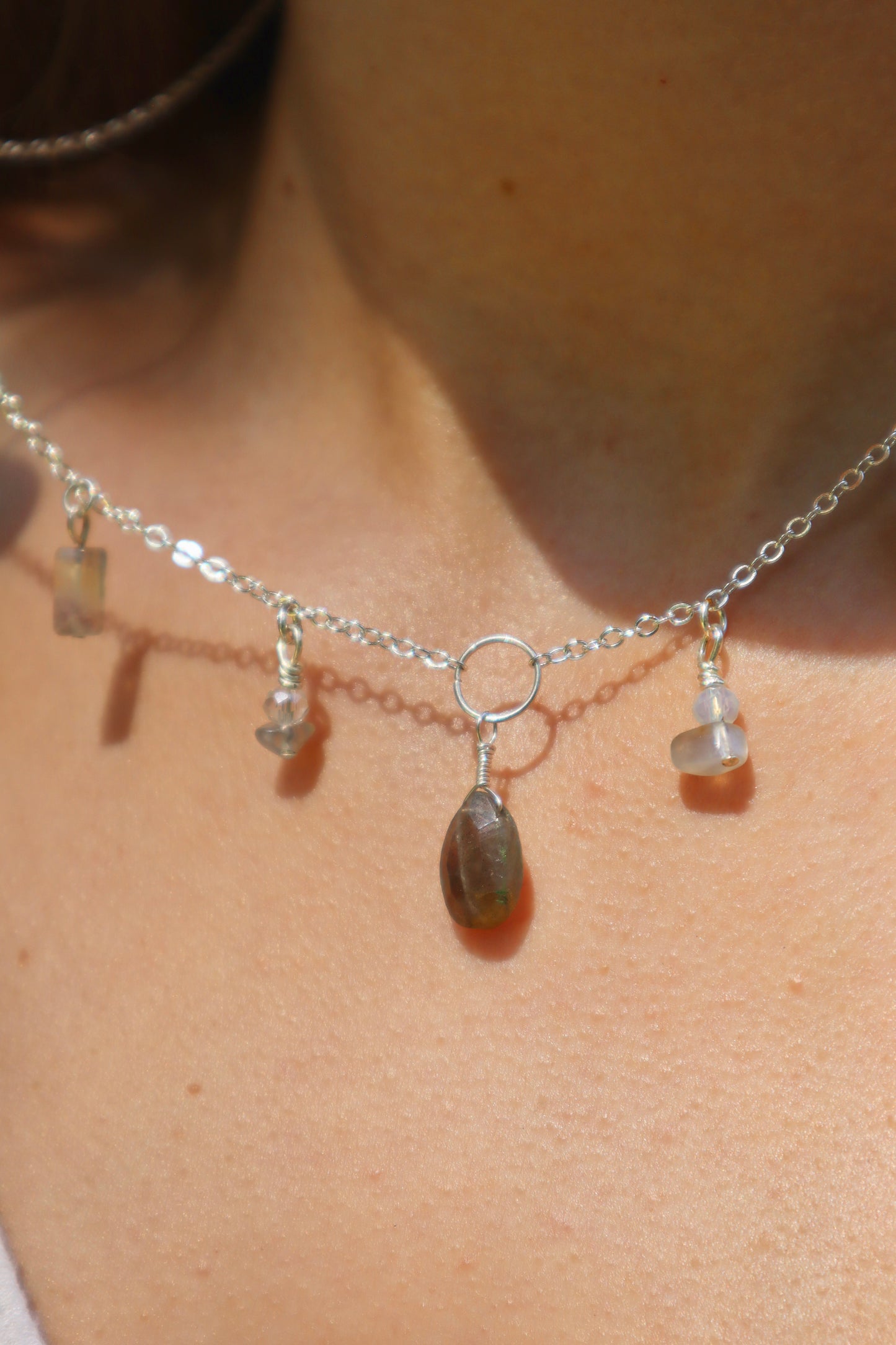 Adorned Labradorite Gem Chain Necklace