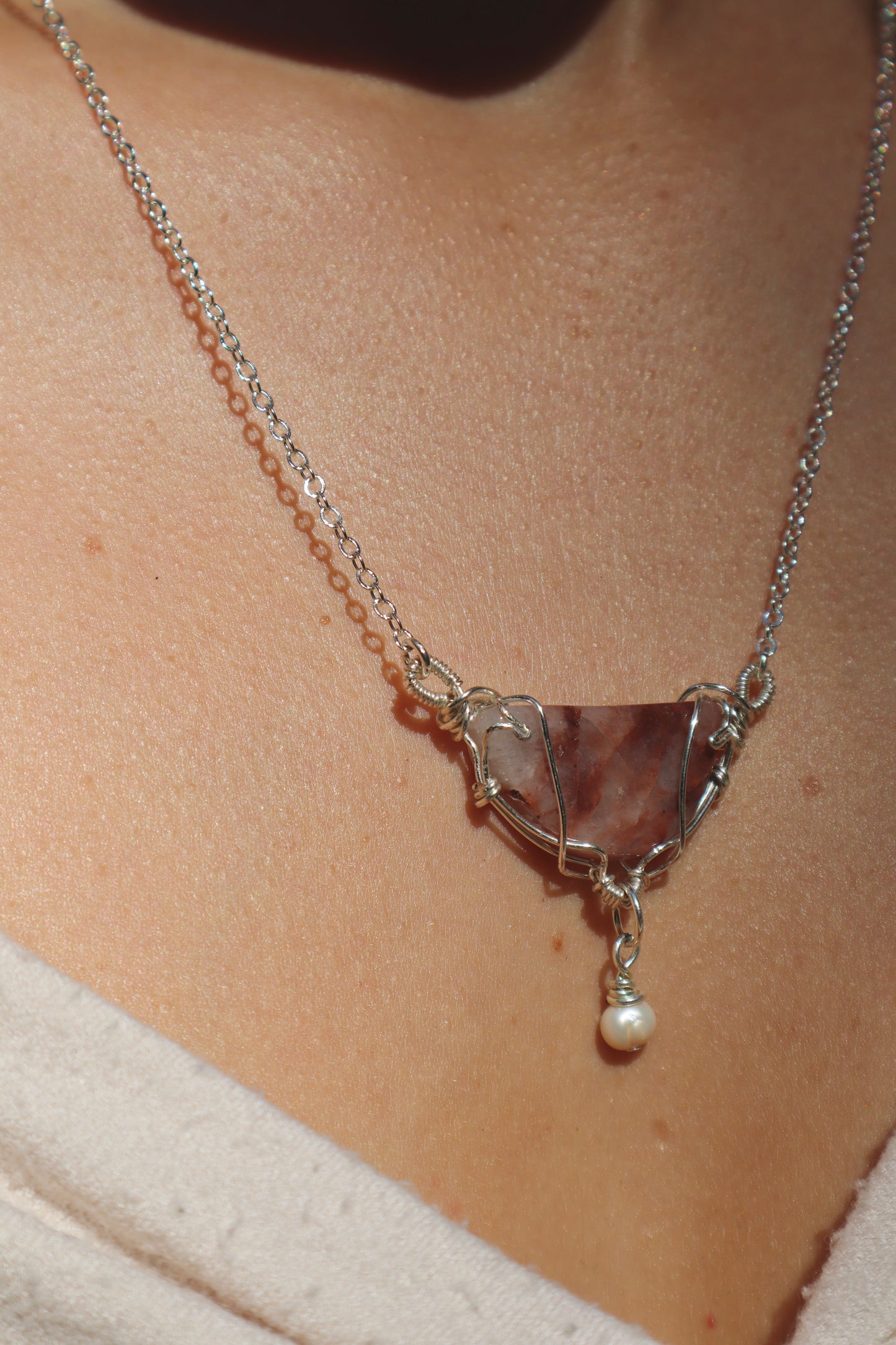 Desert Bloom Agate Pearl Necklace