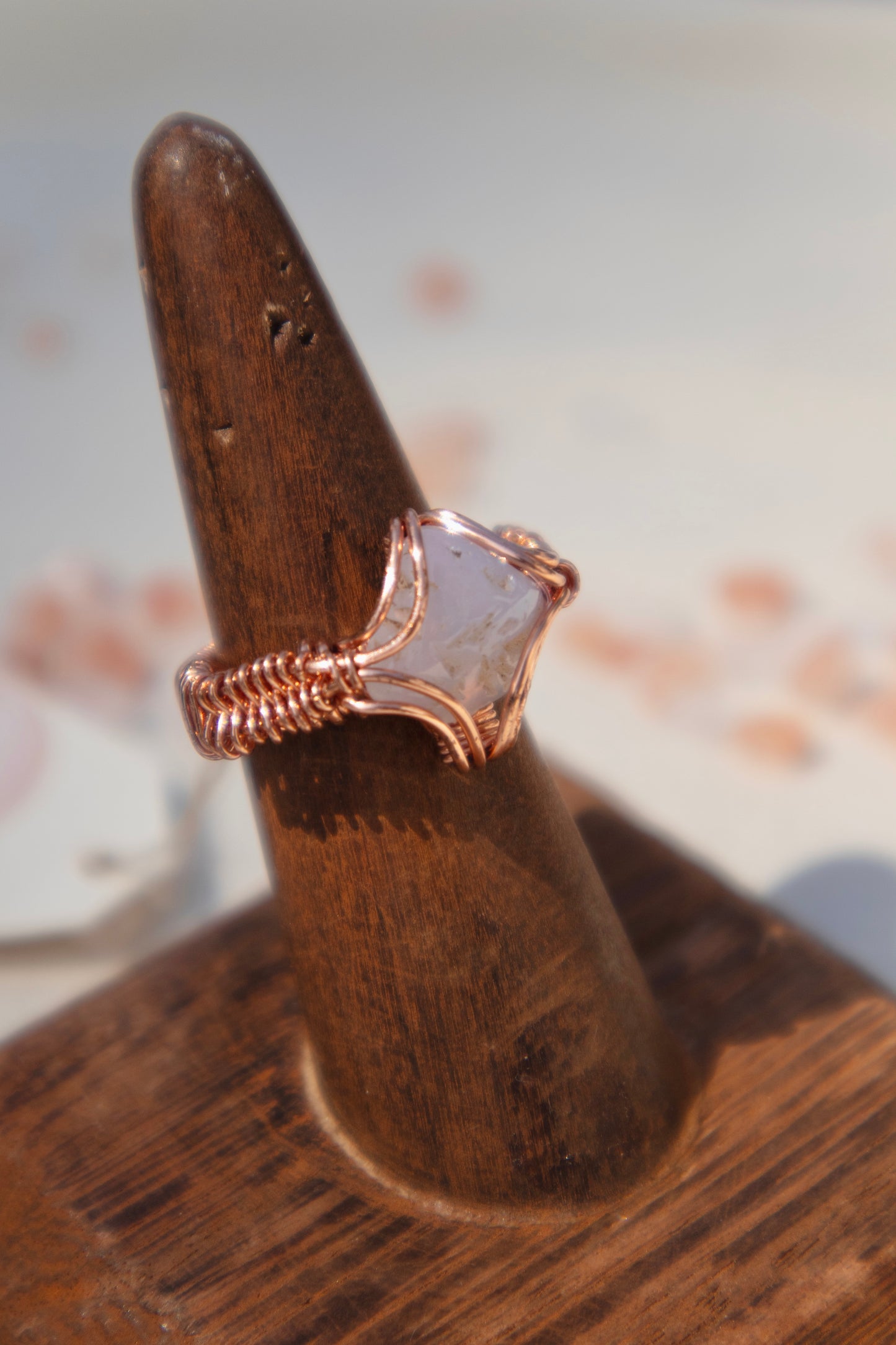Moonstone Copper Intricate Wrapped Ring