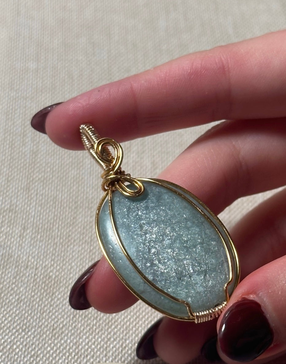 Natural Oval Amazonite Crystal Pendant