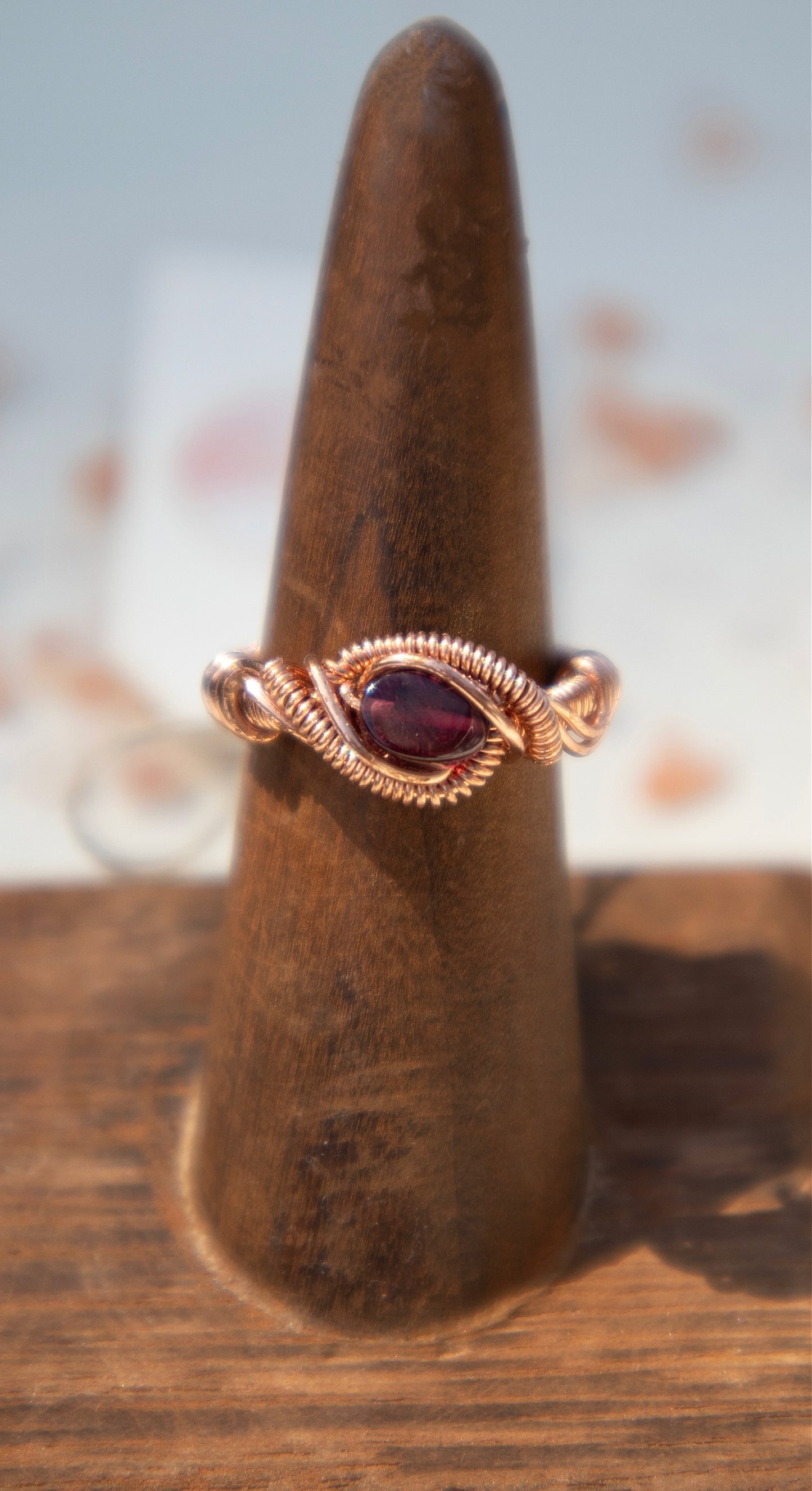Red Garnet Intricate Ring