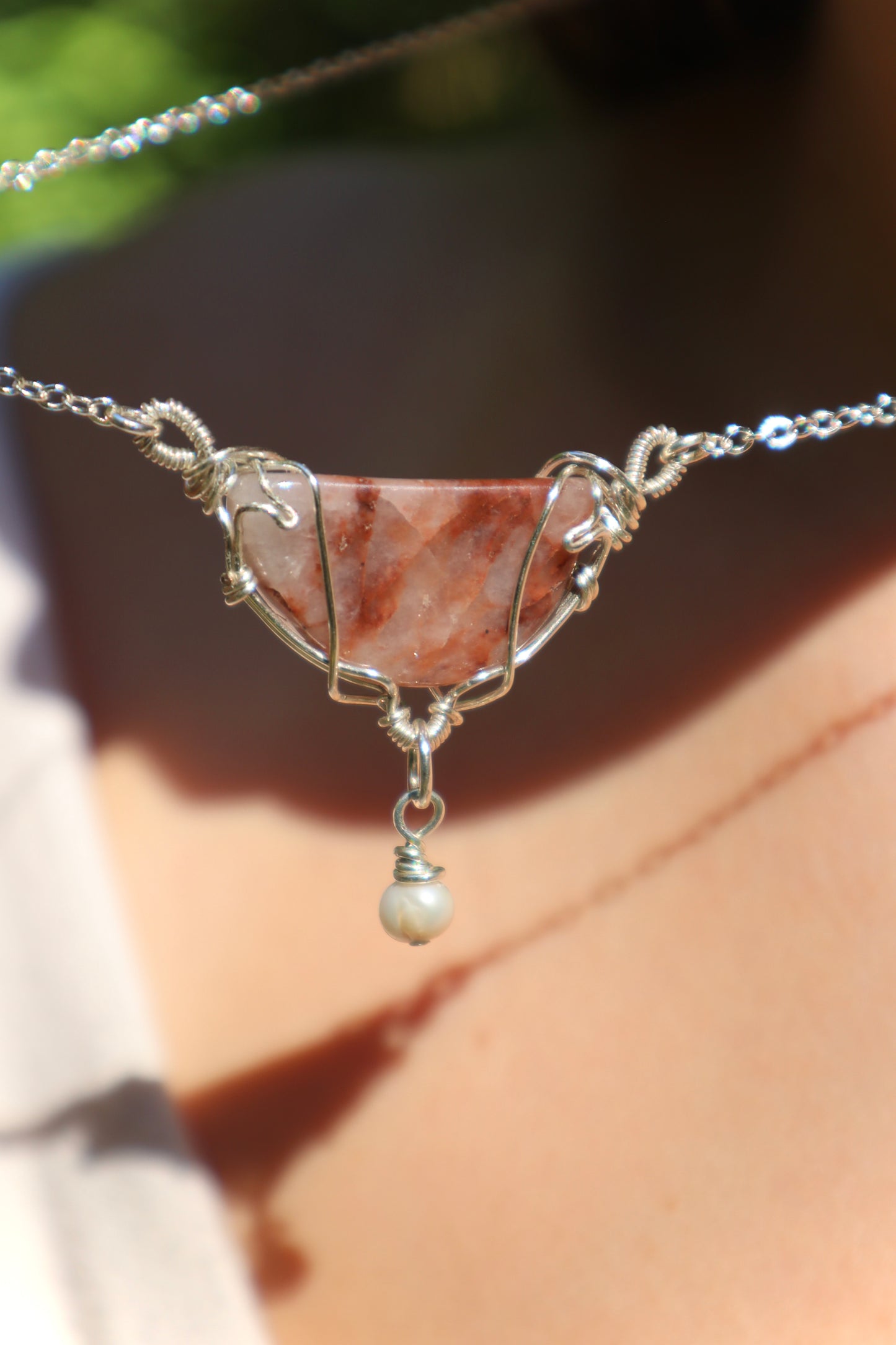 Desert Bloom Agate Pearl Necklace