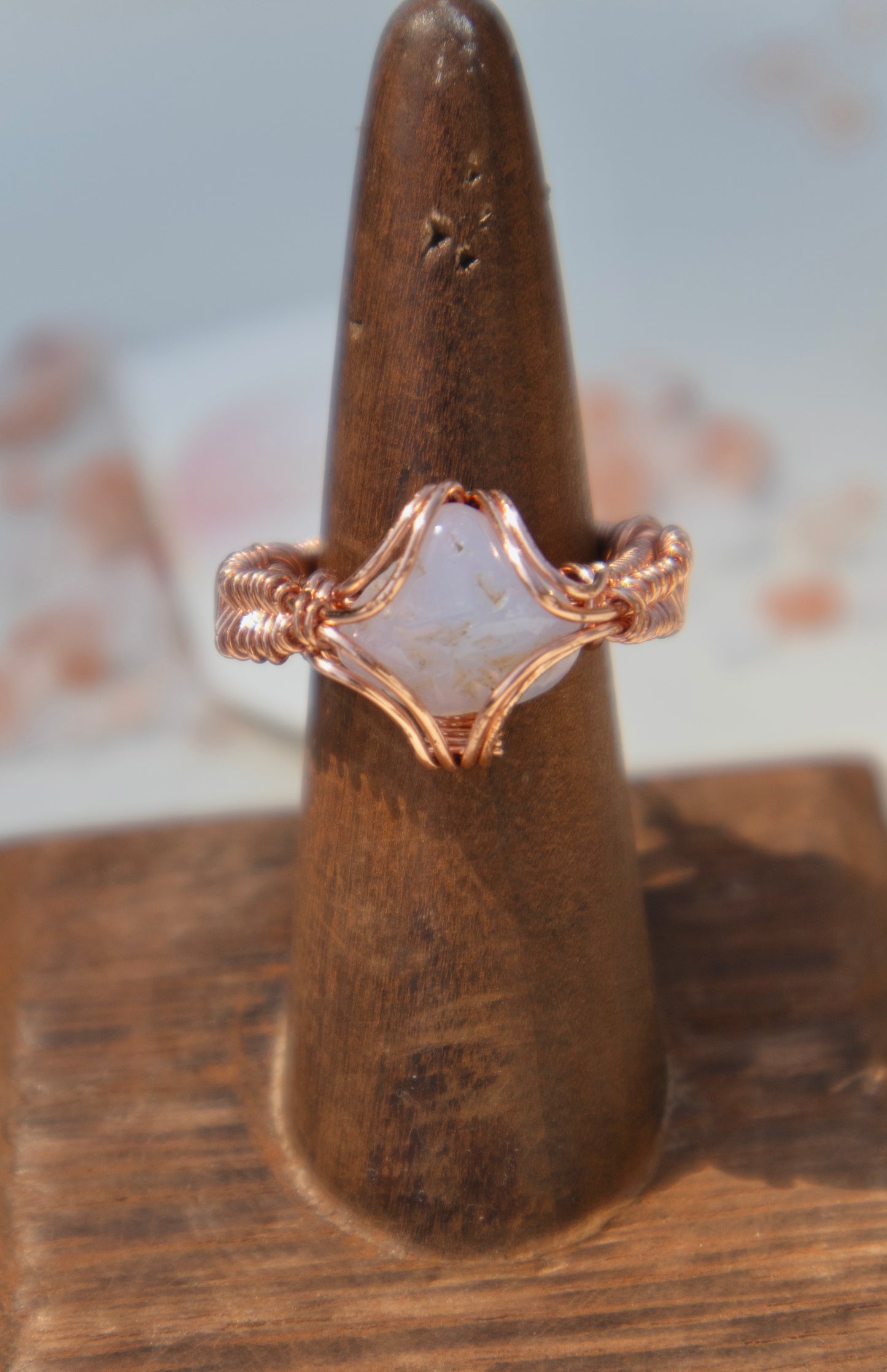 Moonstone Copper Intricate Wrapped Ring