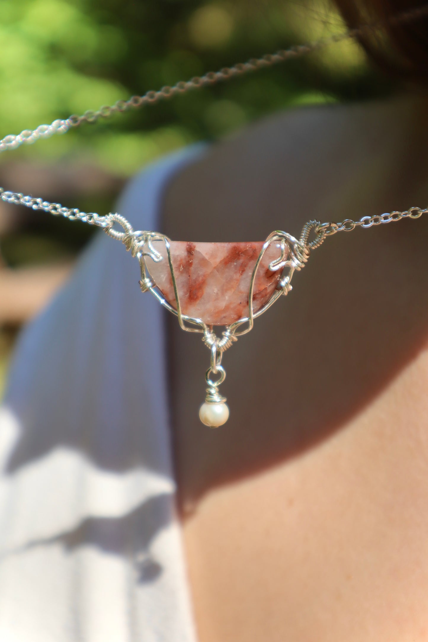 Desert Bloom Agate Pearl Necklace