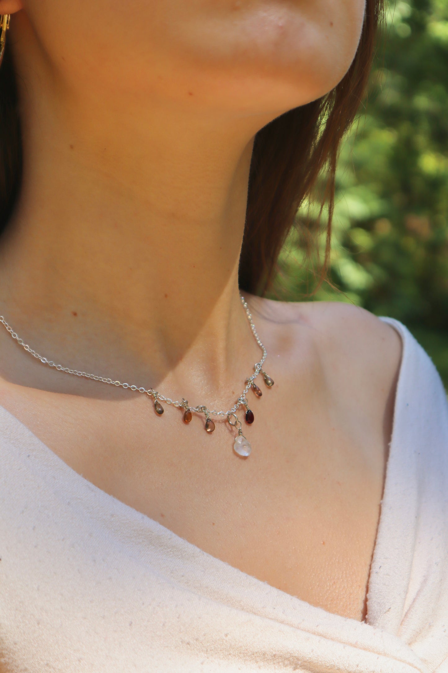 Aura Opal Gem Charm Necklace