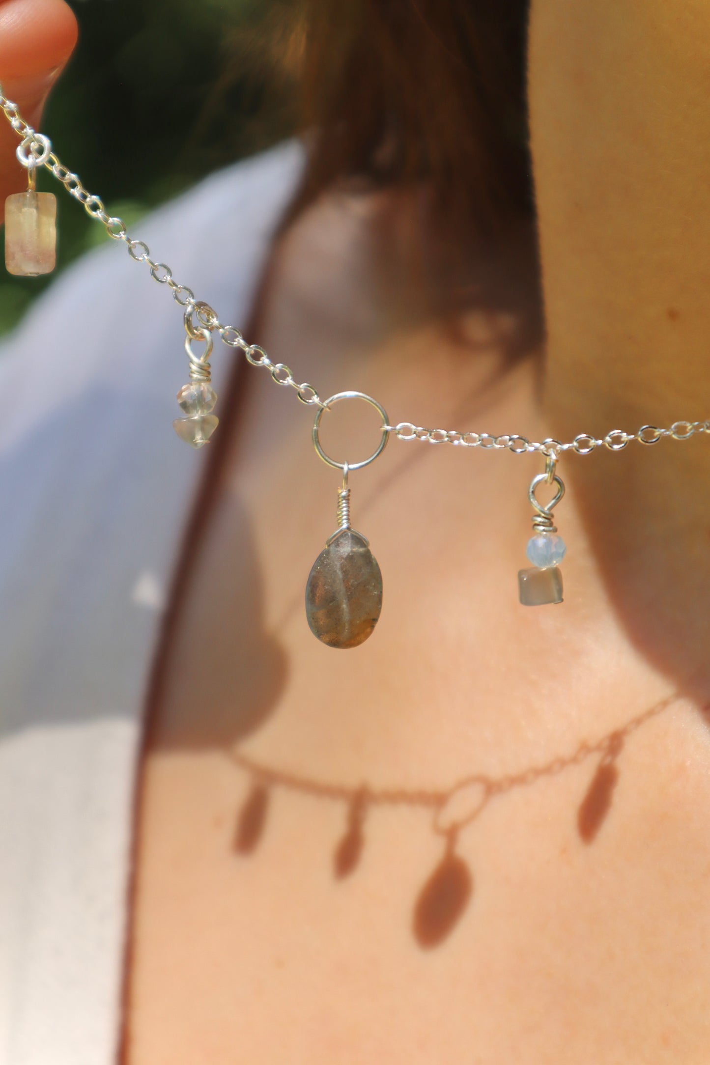 Adorned Labradorite Gem Chain Necklace