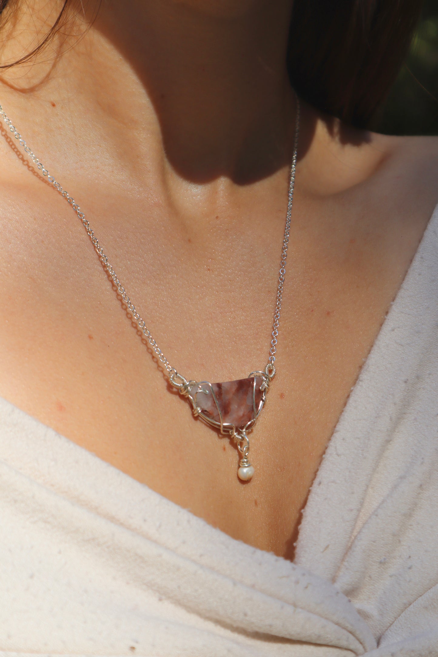 Desert Bloom Agate Pearl Necklace