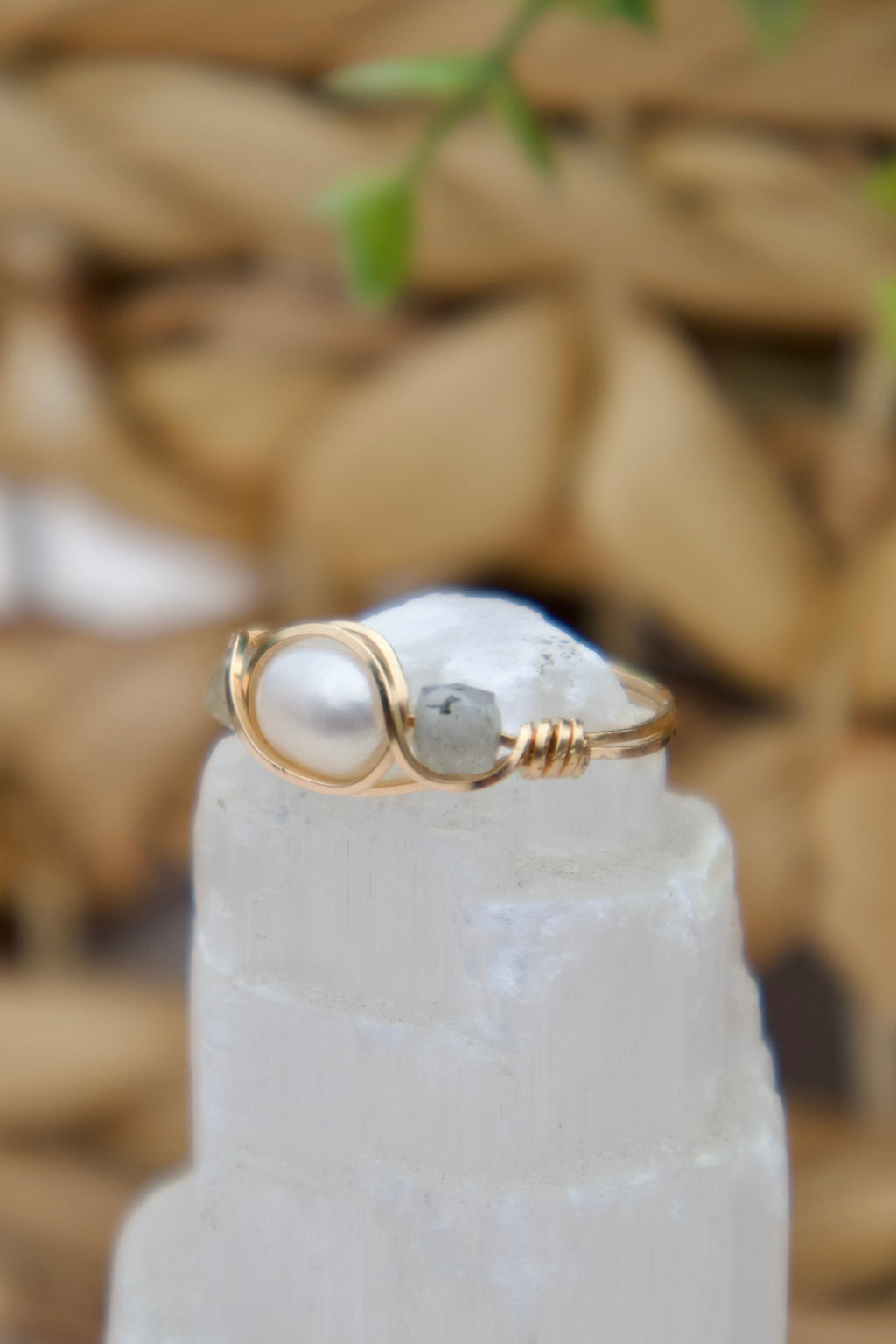 Labradorite Pearl Ring