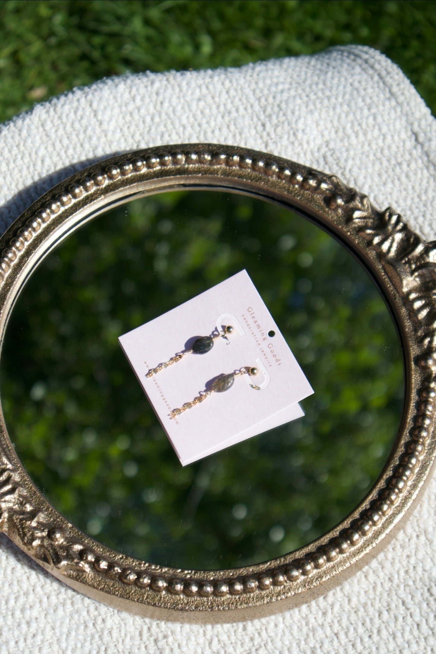 Labradorite Chain Tassel Studs Earrings