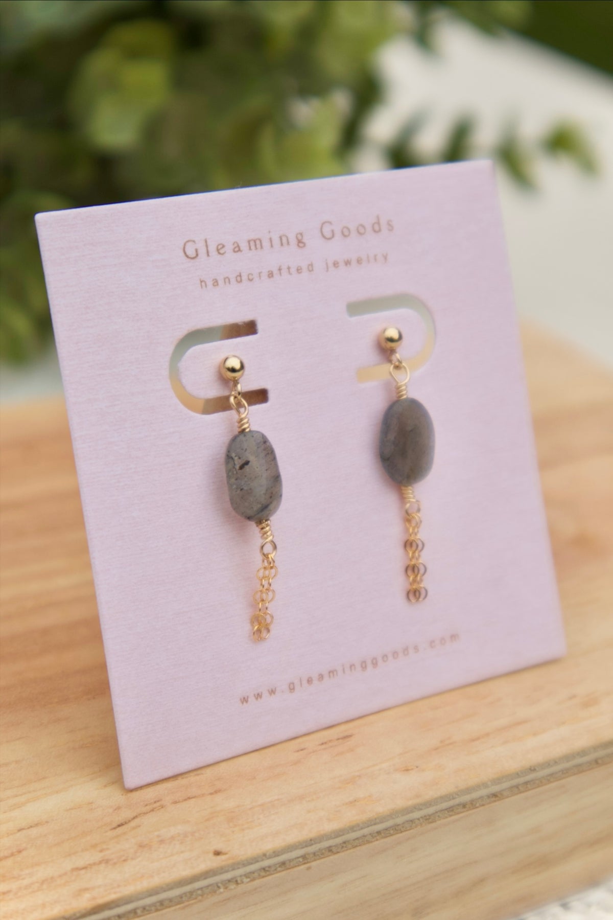 Labradorite Chain Tassel Studs Earrings