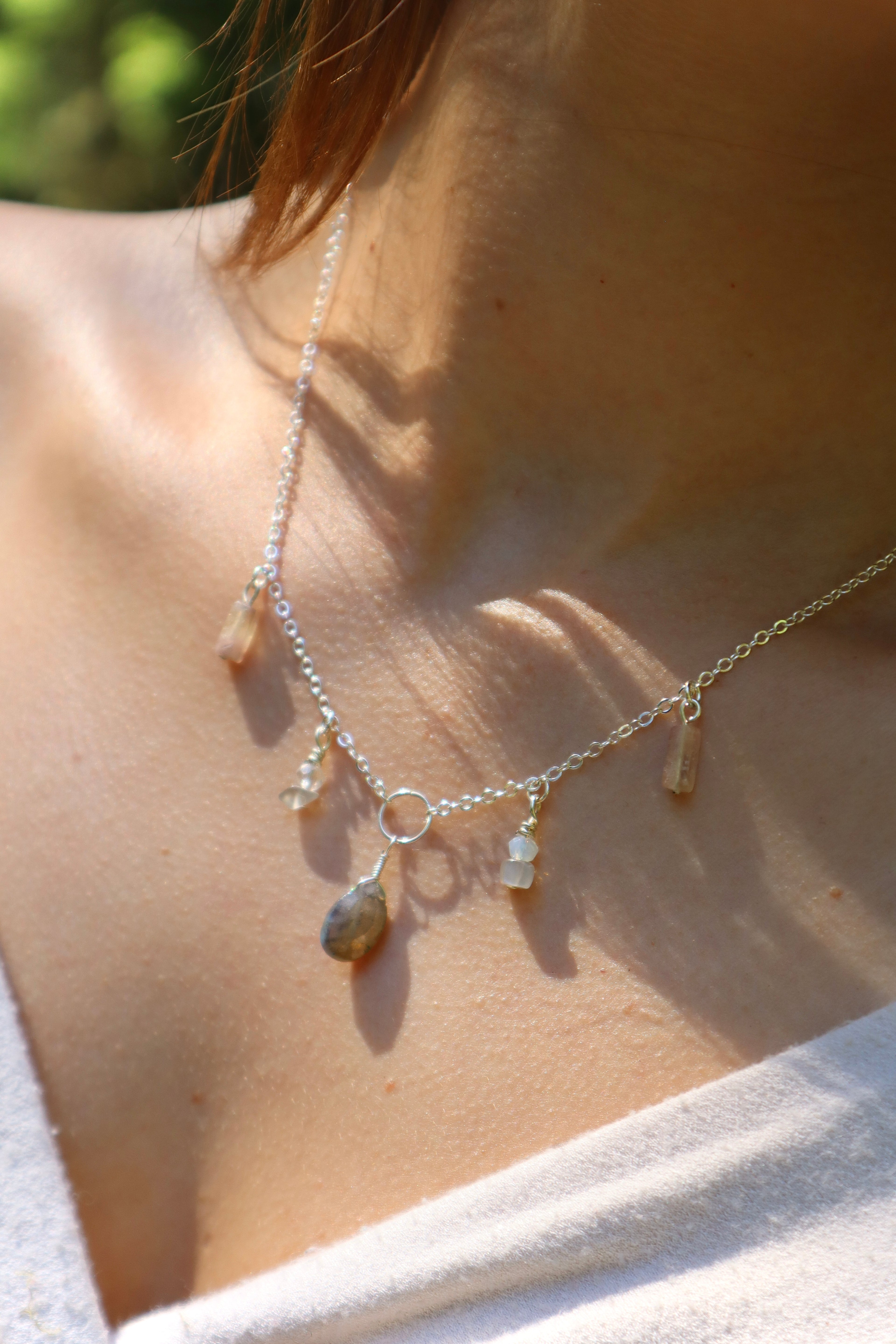 Adorned Labradorite Gem Chain Necklace