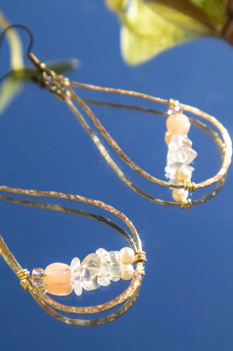 Golden Dream Teardrop Crystal Dangle Earrings