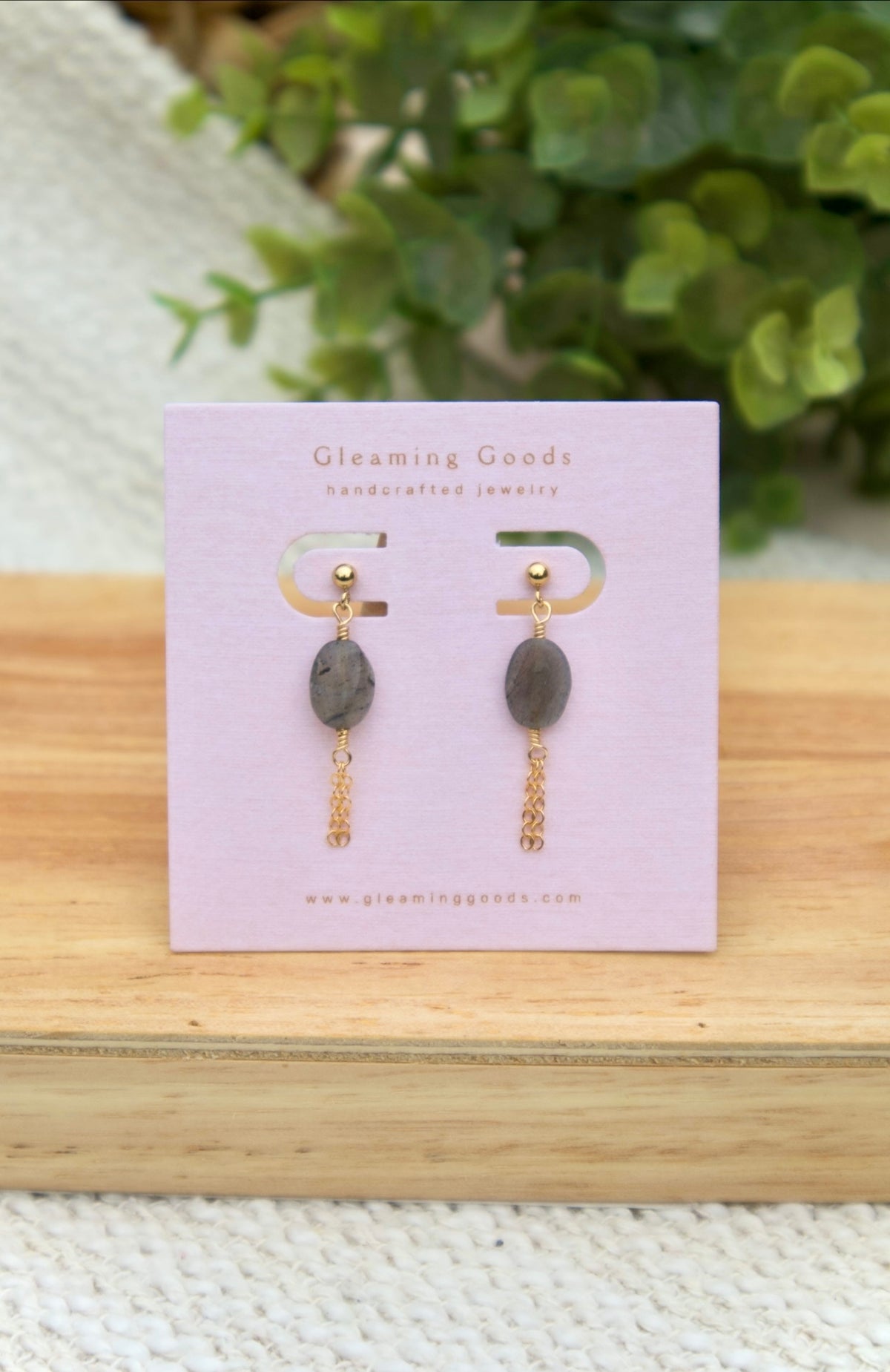 Labradorite Chain Tassel Studs Earrings
