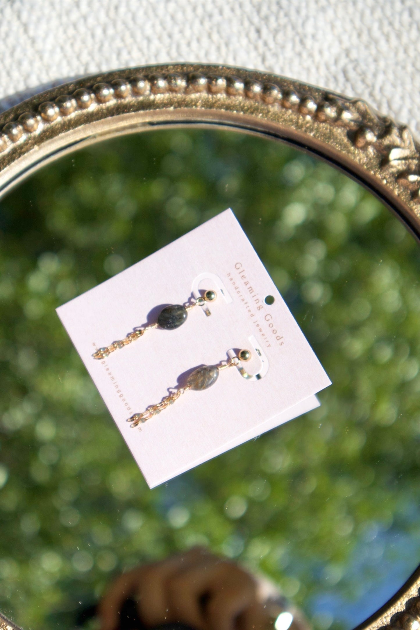 Labradorite Chain Tassel Studs Earrings