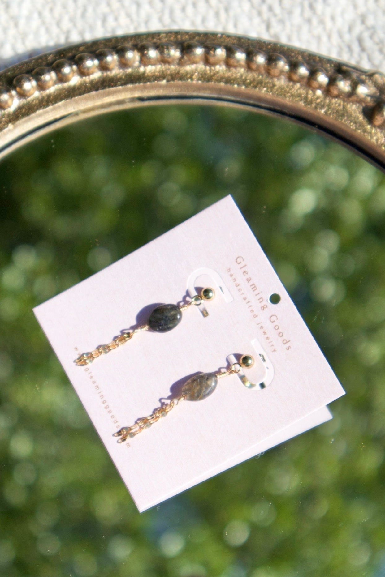 Labradorite Chain Tassel Studs Earrings