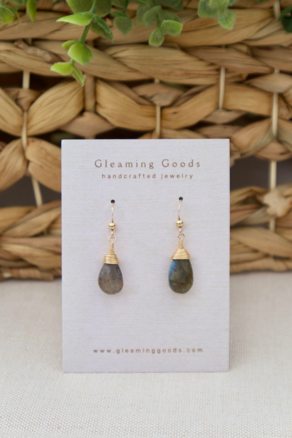 Gold Filled Faceted Labradorite Stone Earrings