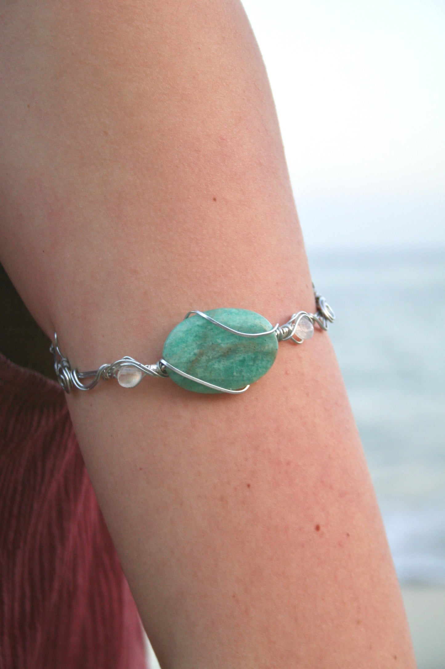 Aqua Wave Gemstone Arm Cuff