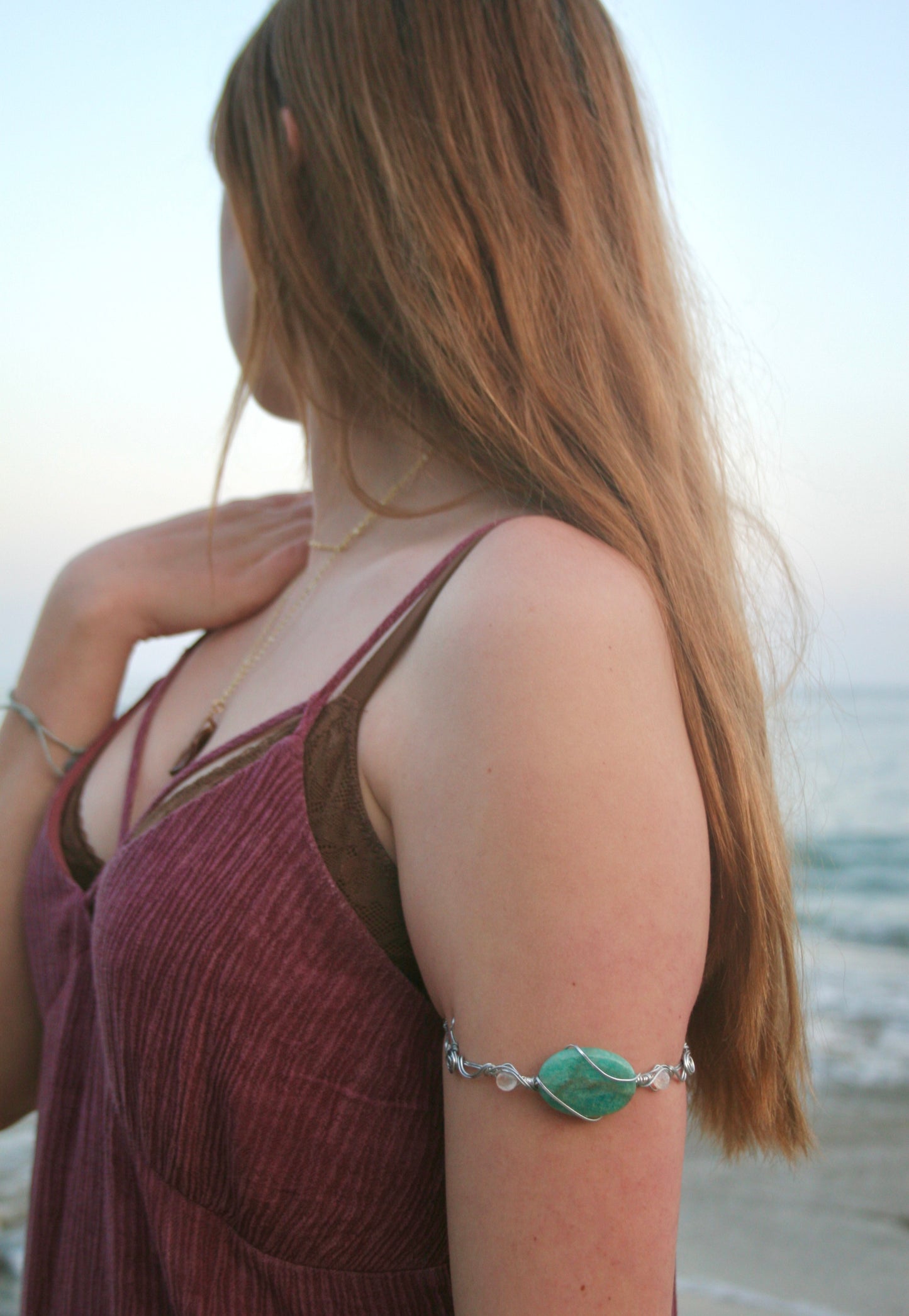 Aqua Wave Gemstone Arm Cuff