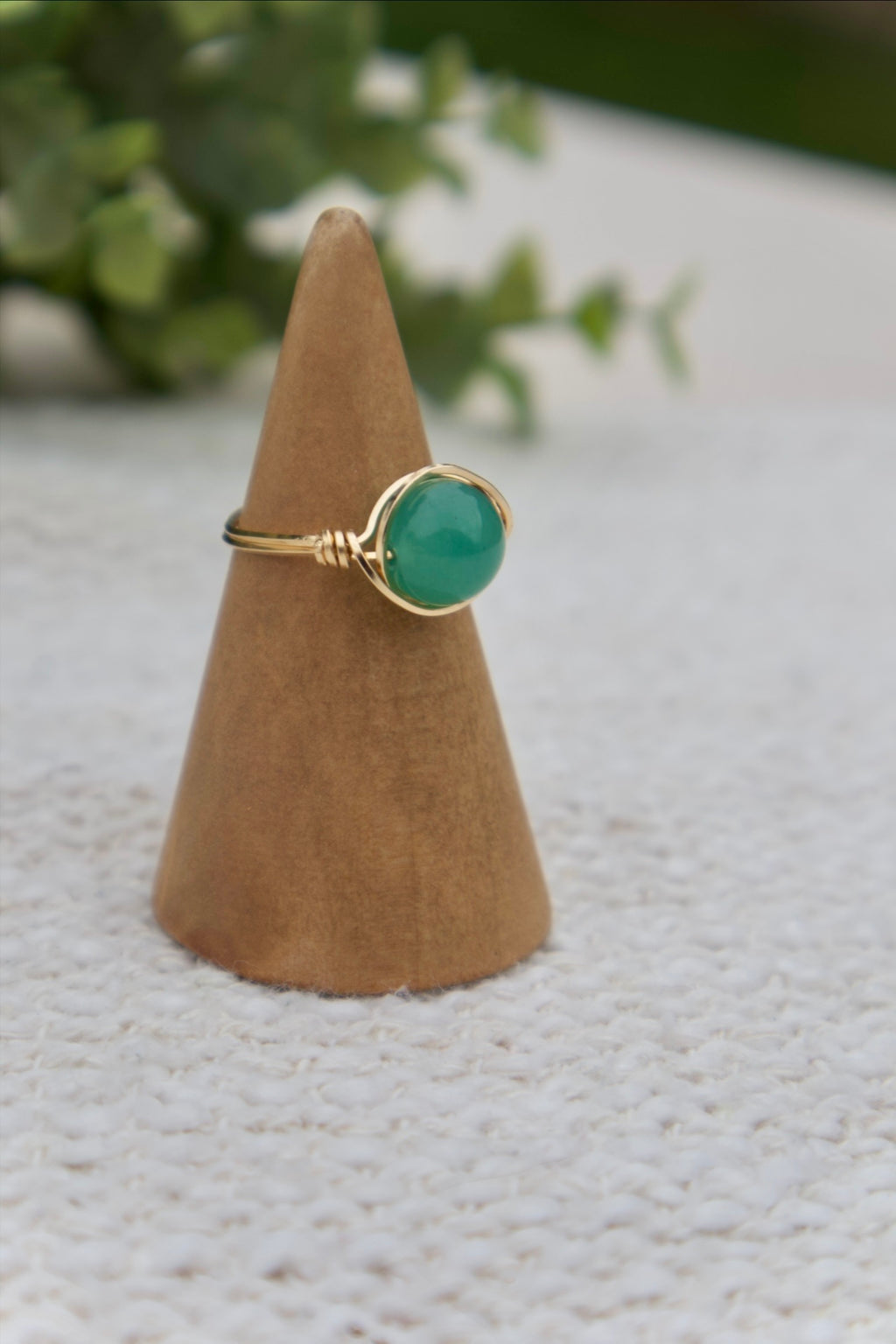 Green Jade Gemstone Ring