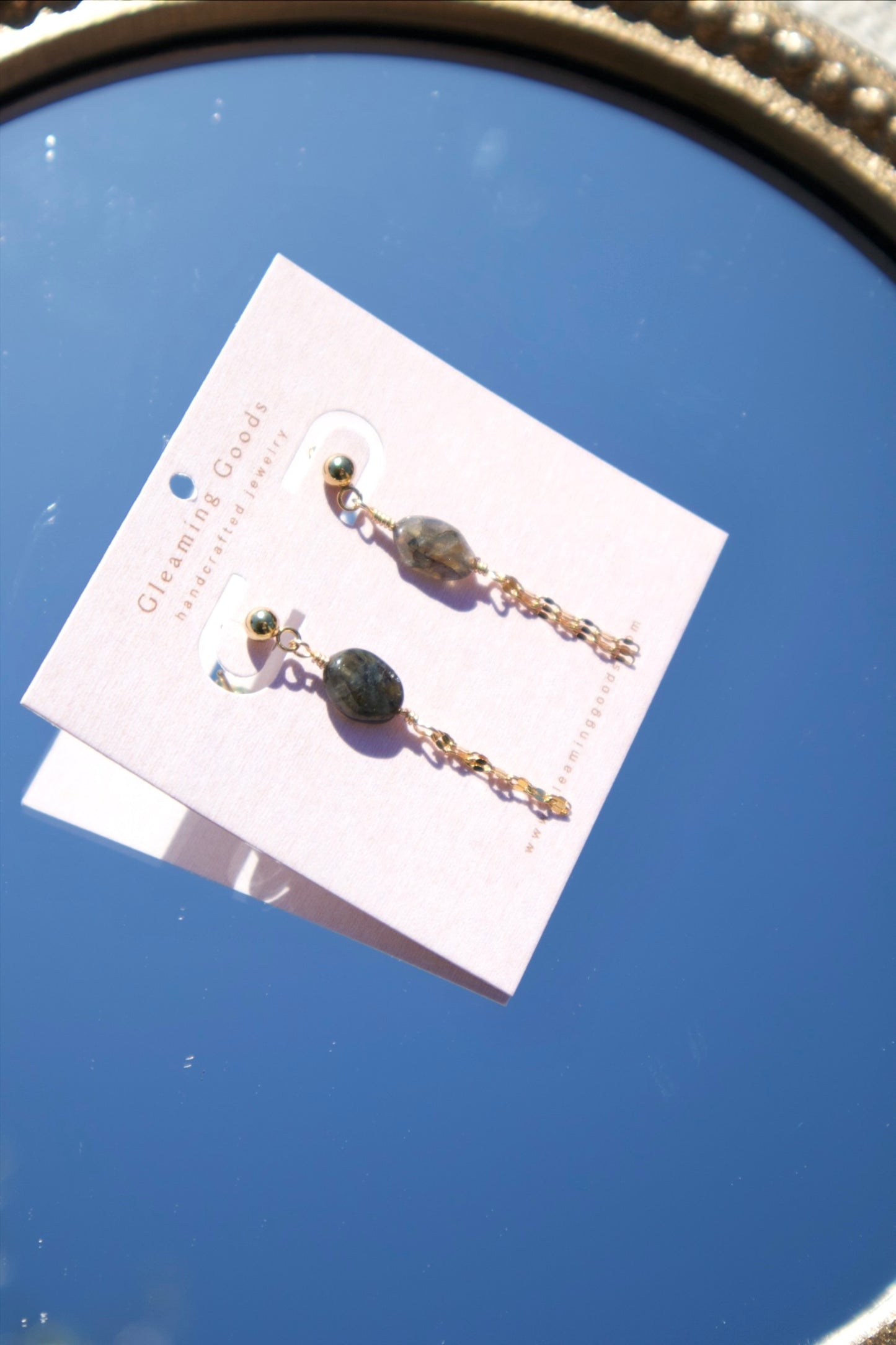 Labradorite Chain Tassel Studs Earrings
