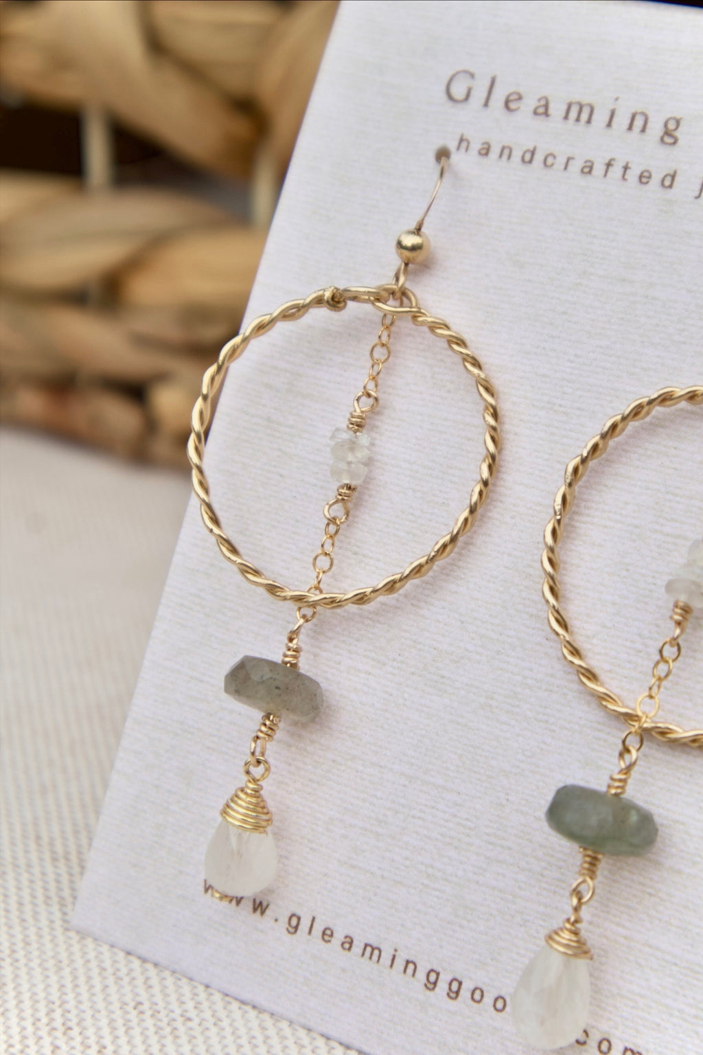 Gold Filled Quartz Labradorite Gem Hoops