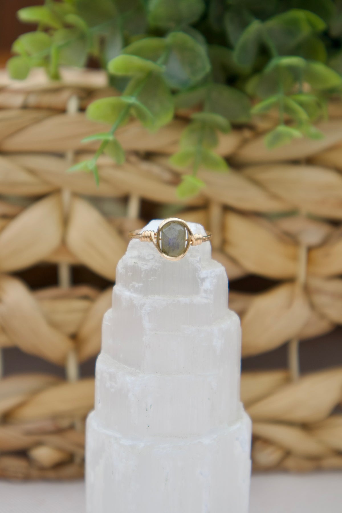 Faceted Labradorite Gemstone Ring ￼
