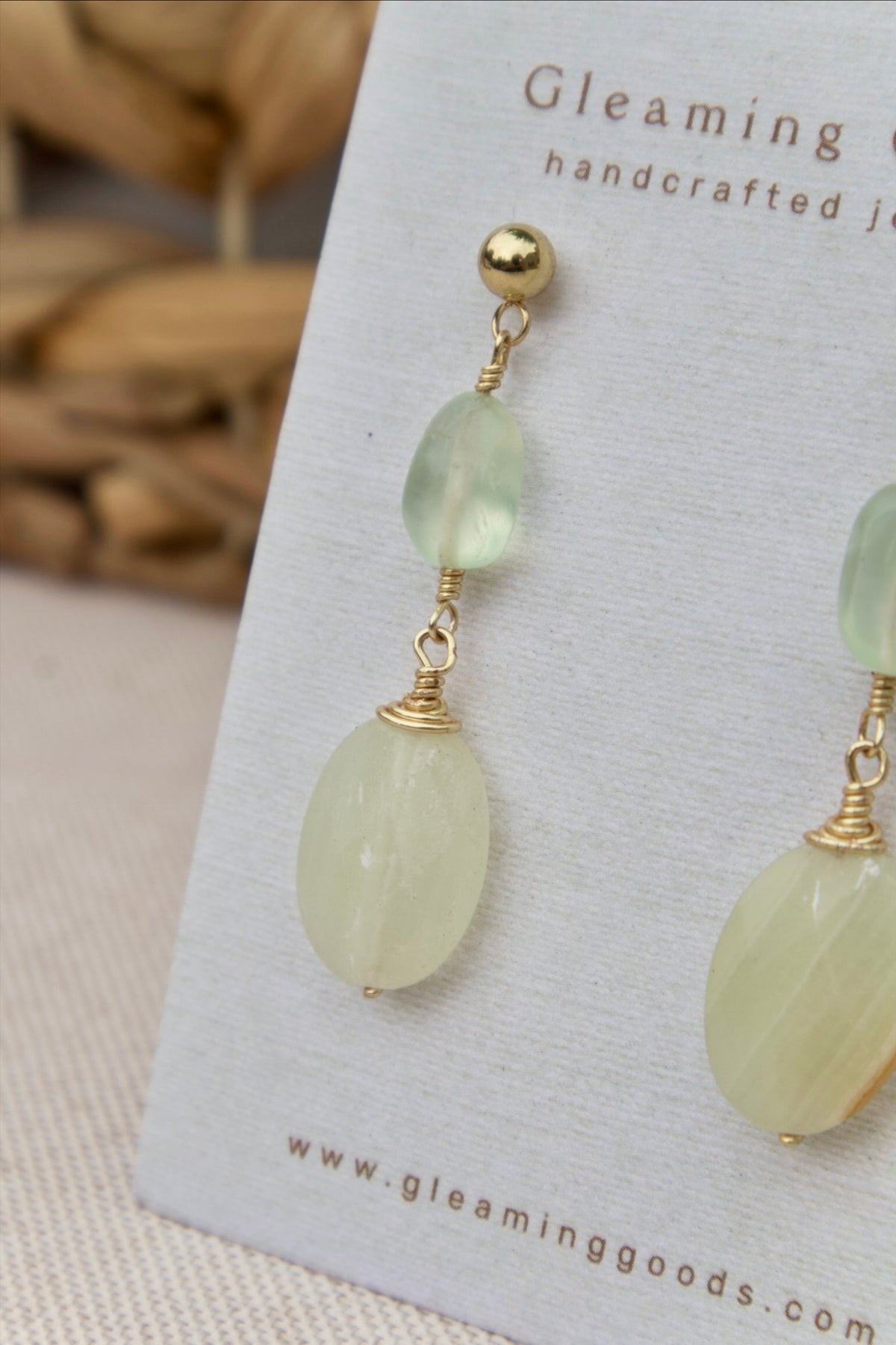Faceted Genuine Green Jade Gemstone Stud Dangles