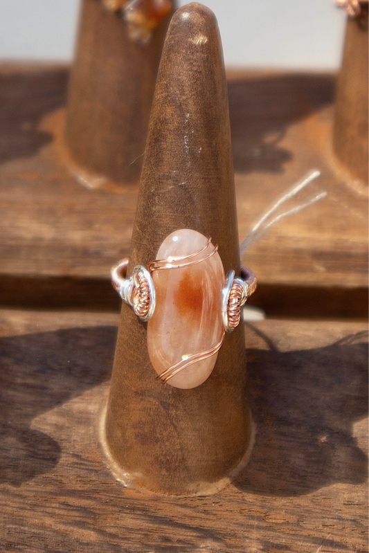 Peach Agate Gem Ring