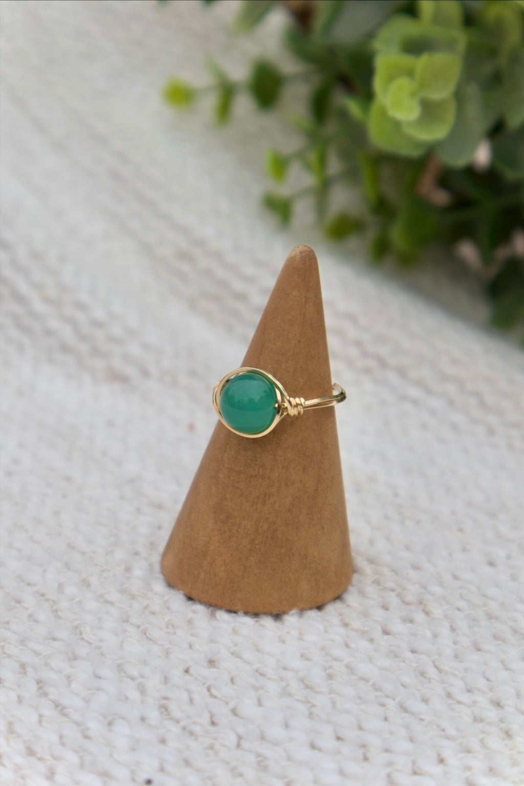 Green Jade Gemstone Ring