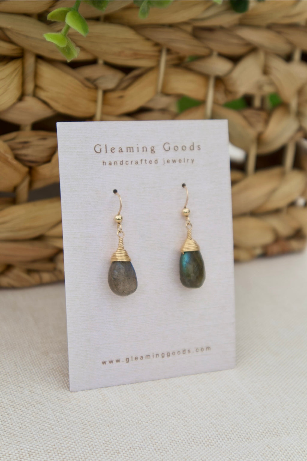Gold Filled Faceted Labradorite Stone Earrings