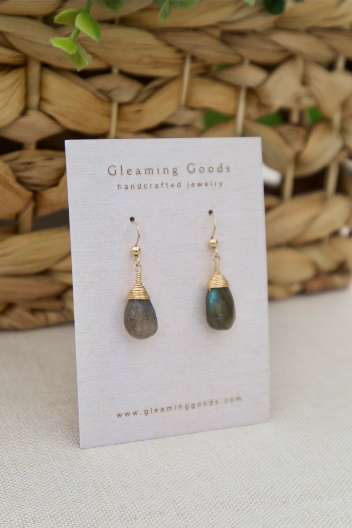 Gold Filled Faceted Labradorite Stone Earrings